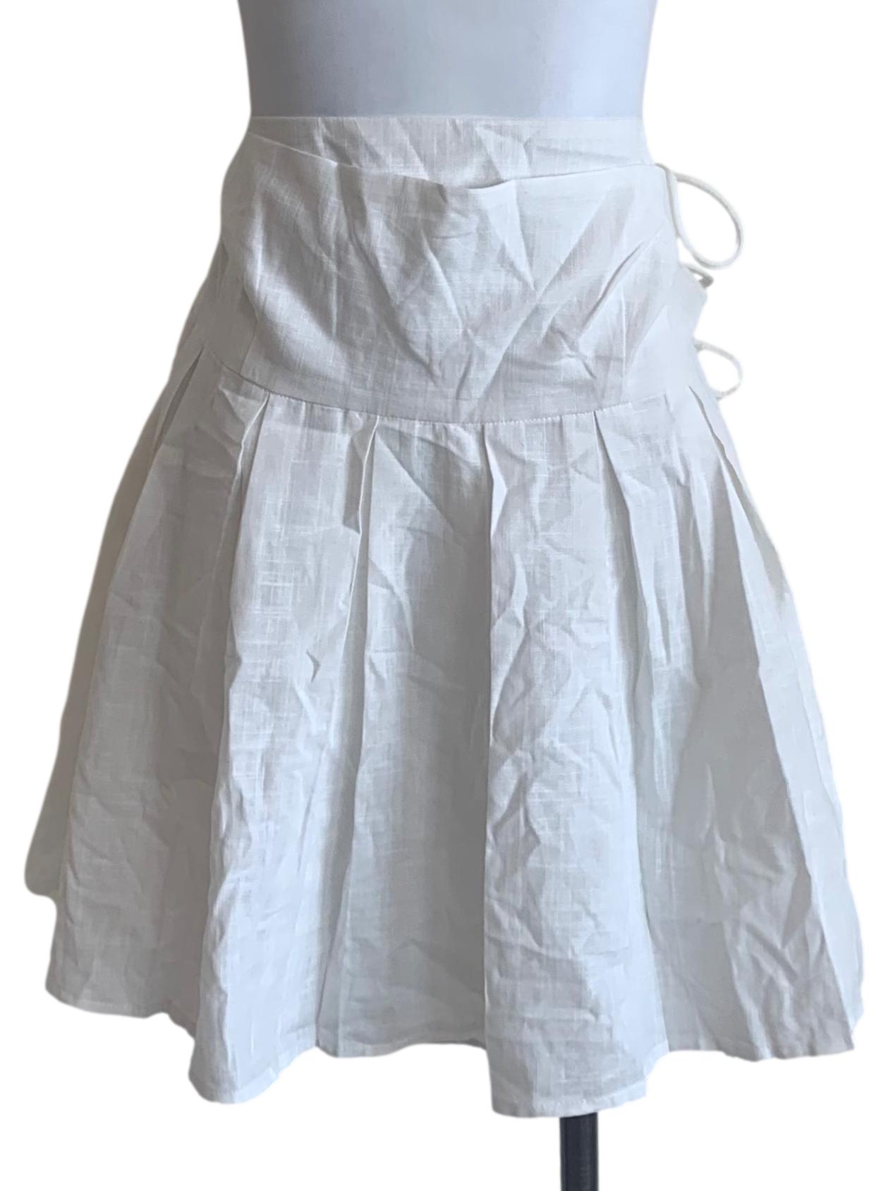 Cotton White Box Pleated Skirt