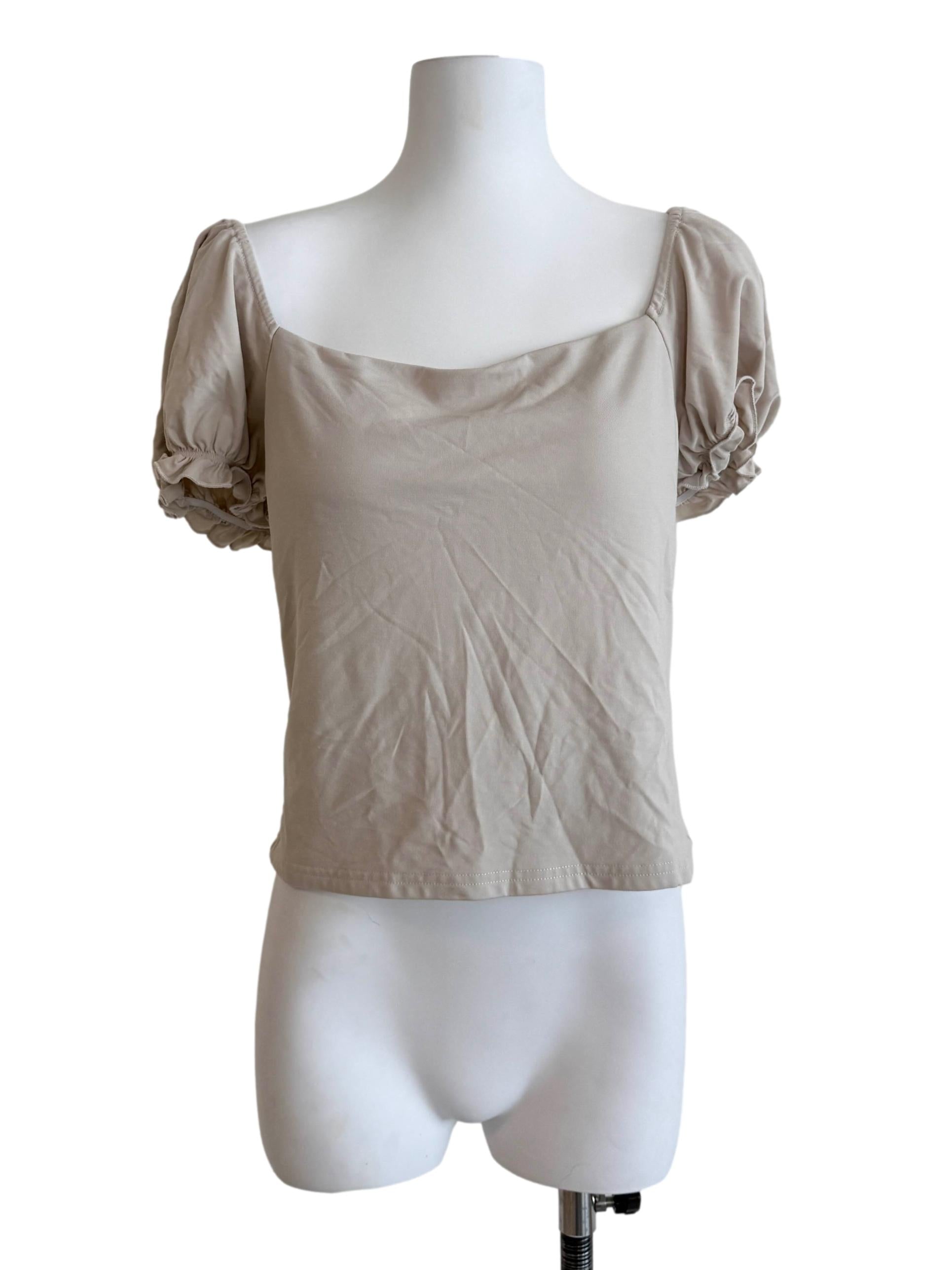 Parchment Beige Puff Sleeves Top
