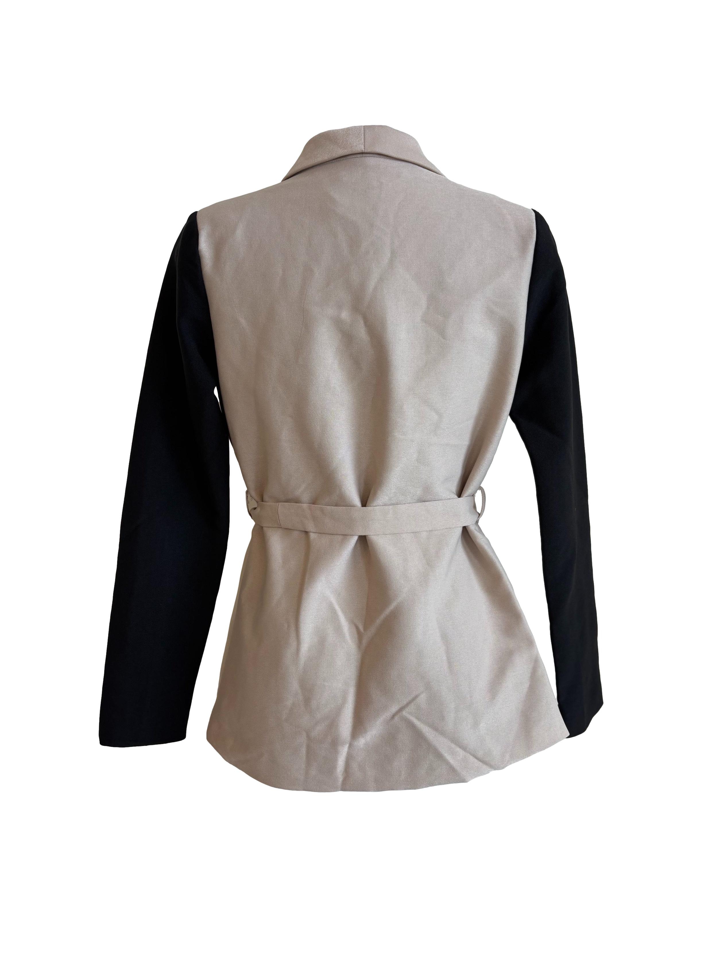 Beige Dual Colour Buttonless Blazer