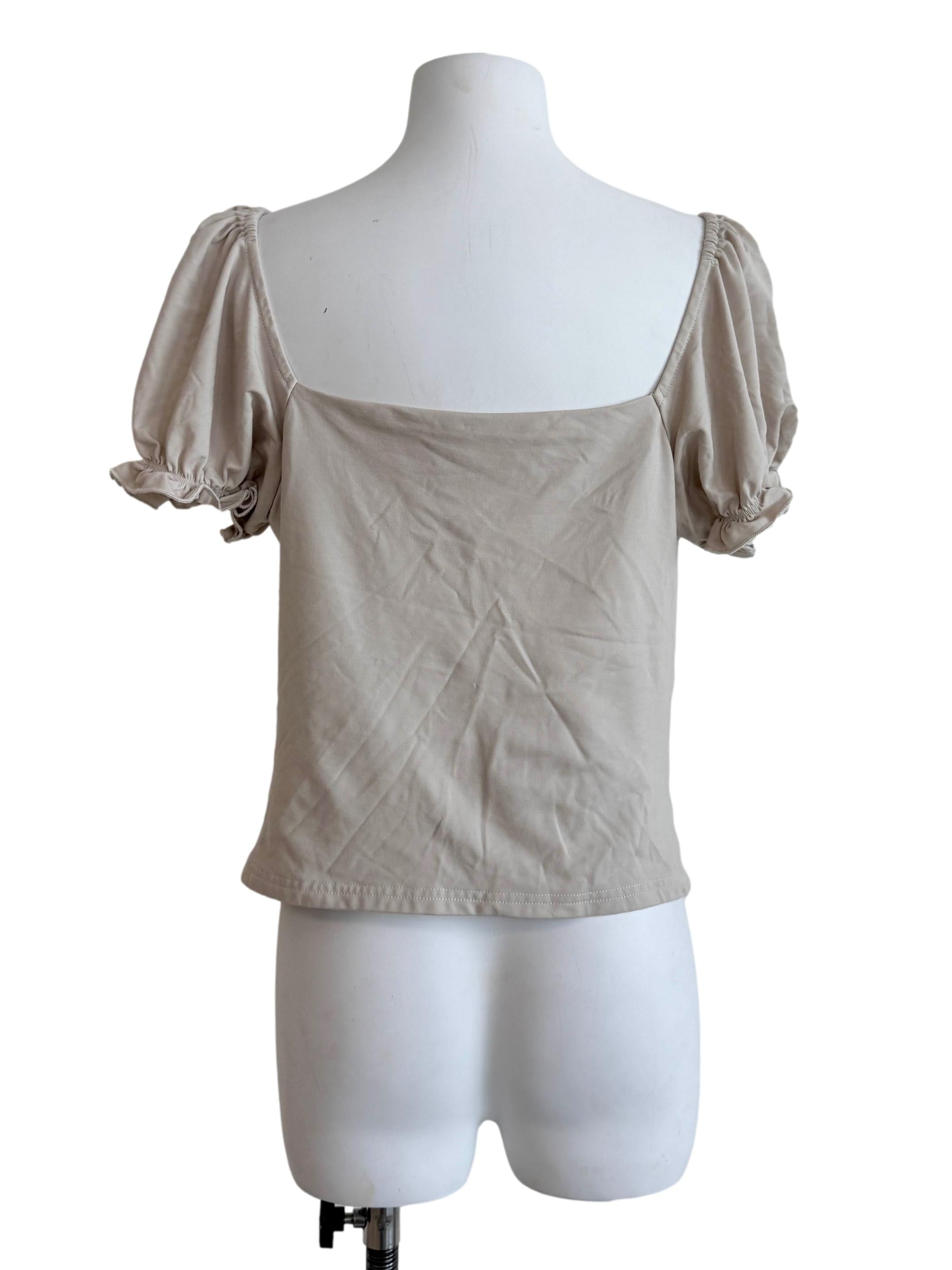 Parchment Beige Puff Sleeves Top