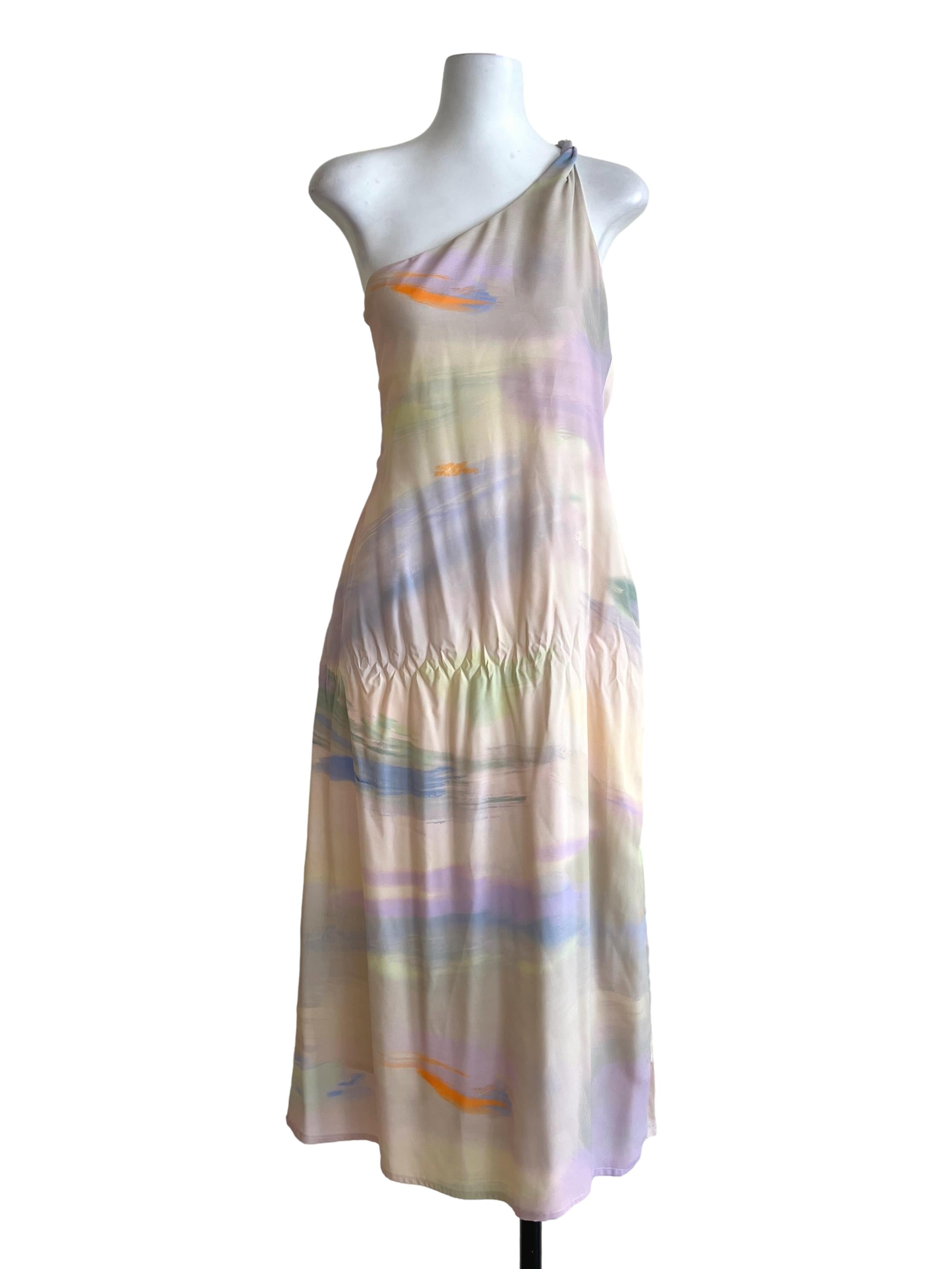 Peach Pink Asymmetrical Sleeveless Dress