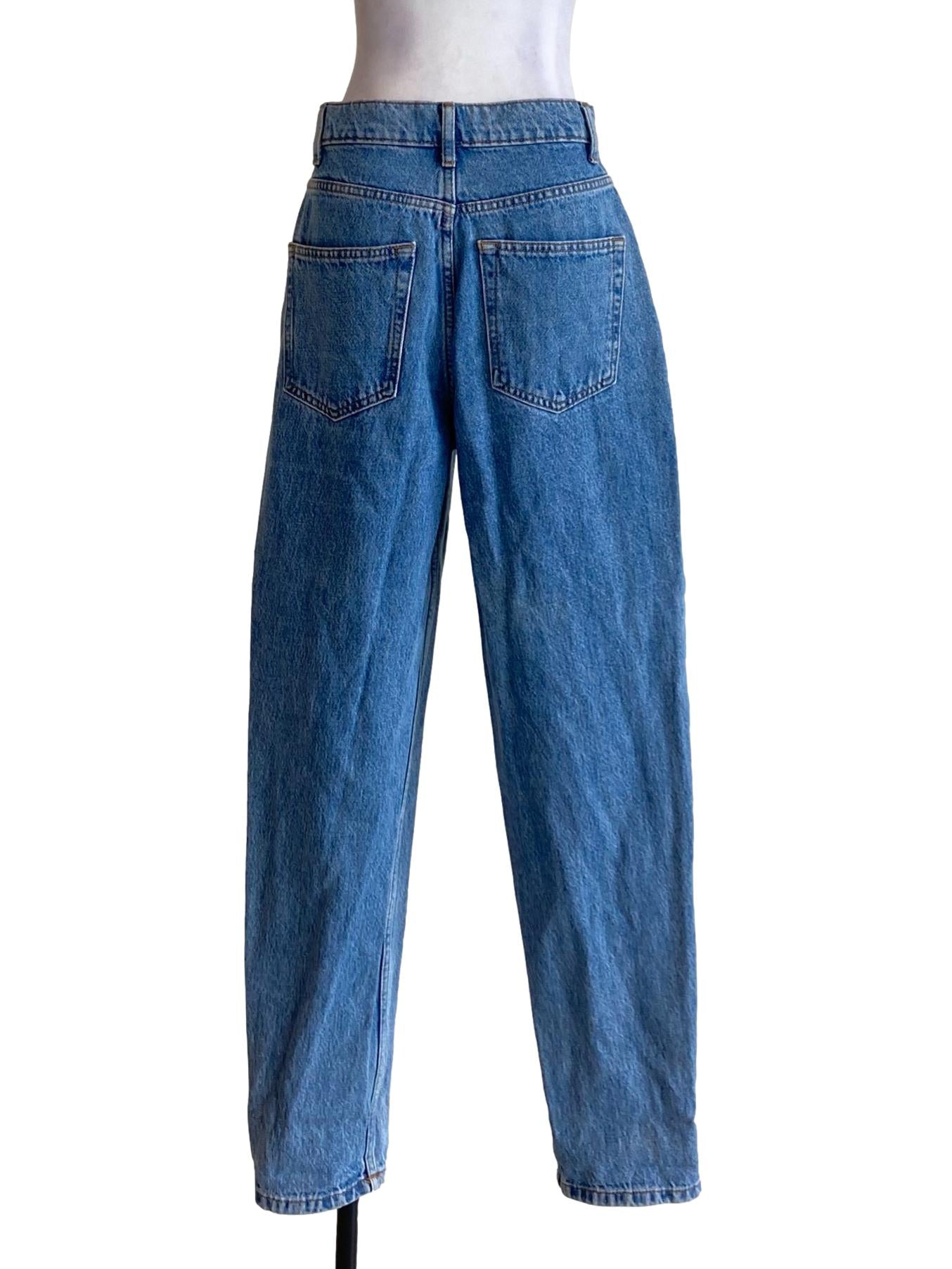 Denim Blue Buttoned Waist Regular Straight Jeans