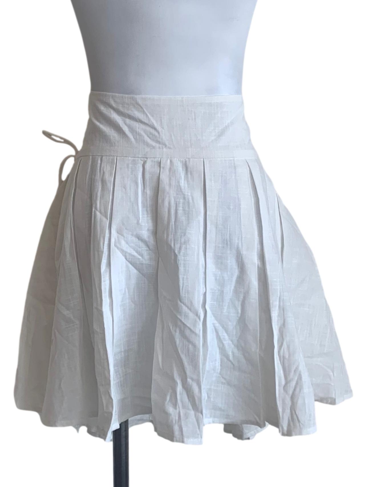Cotton White Box Pleated Skirt