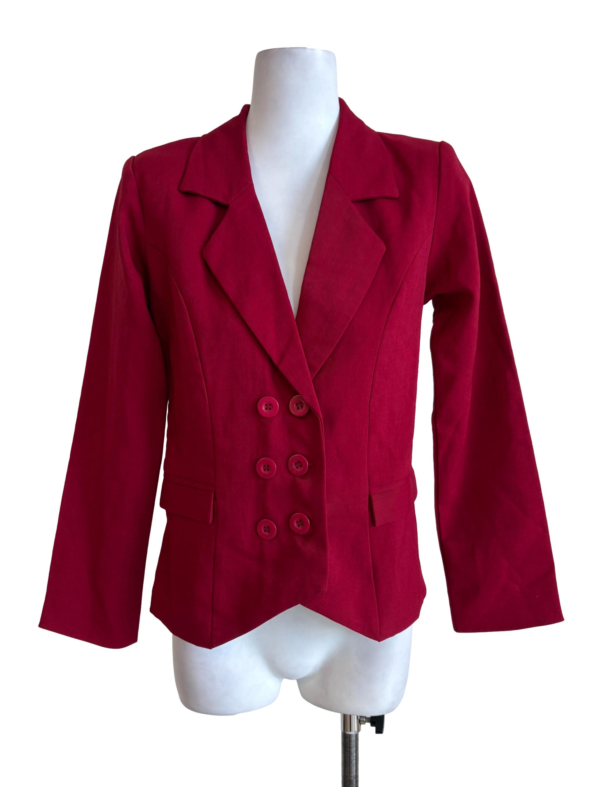 Cherry Red Double Breasted Blazer