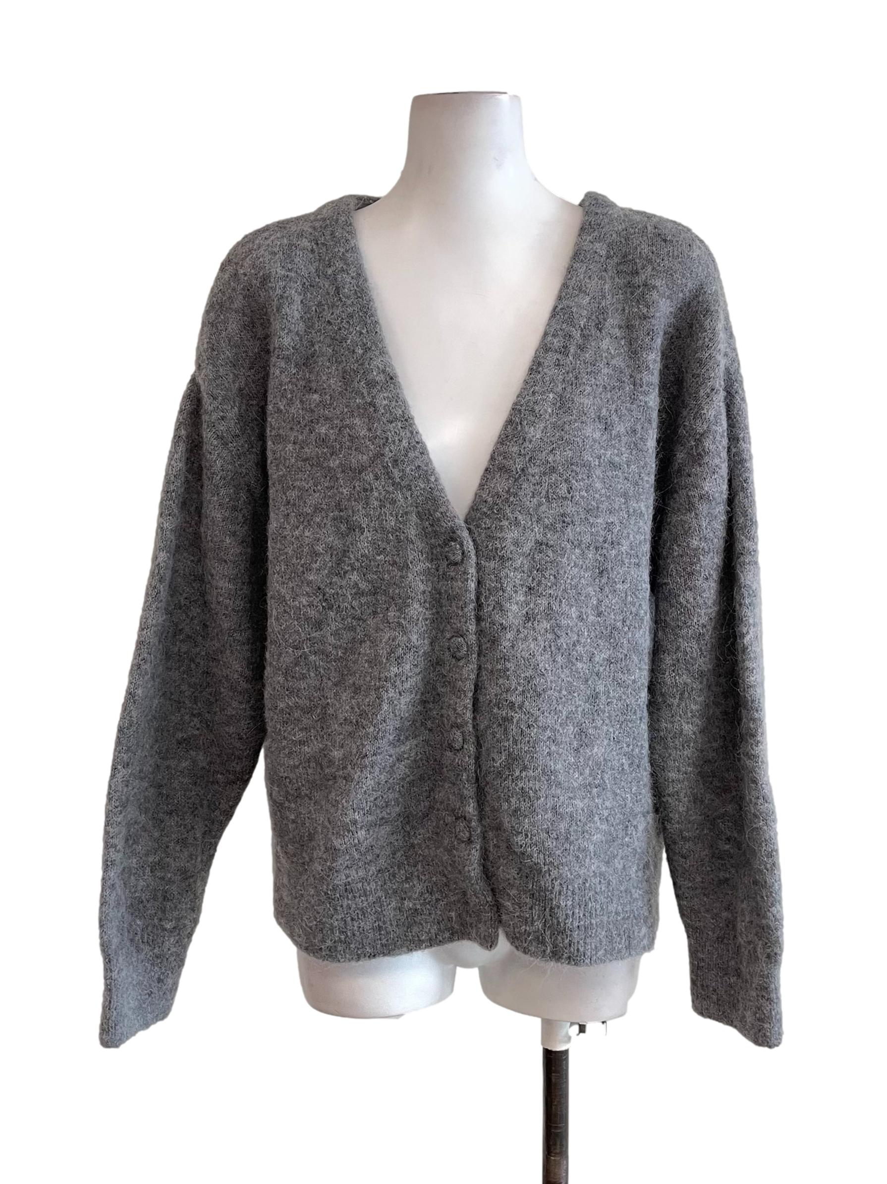 Grey V Neck Cardigan