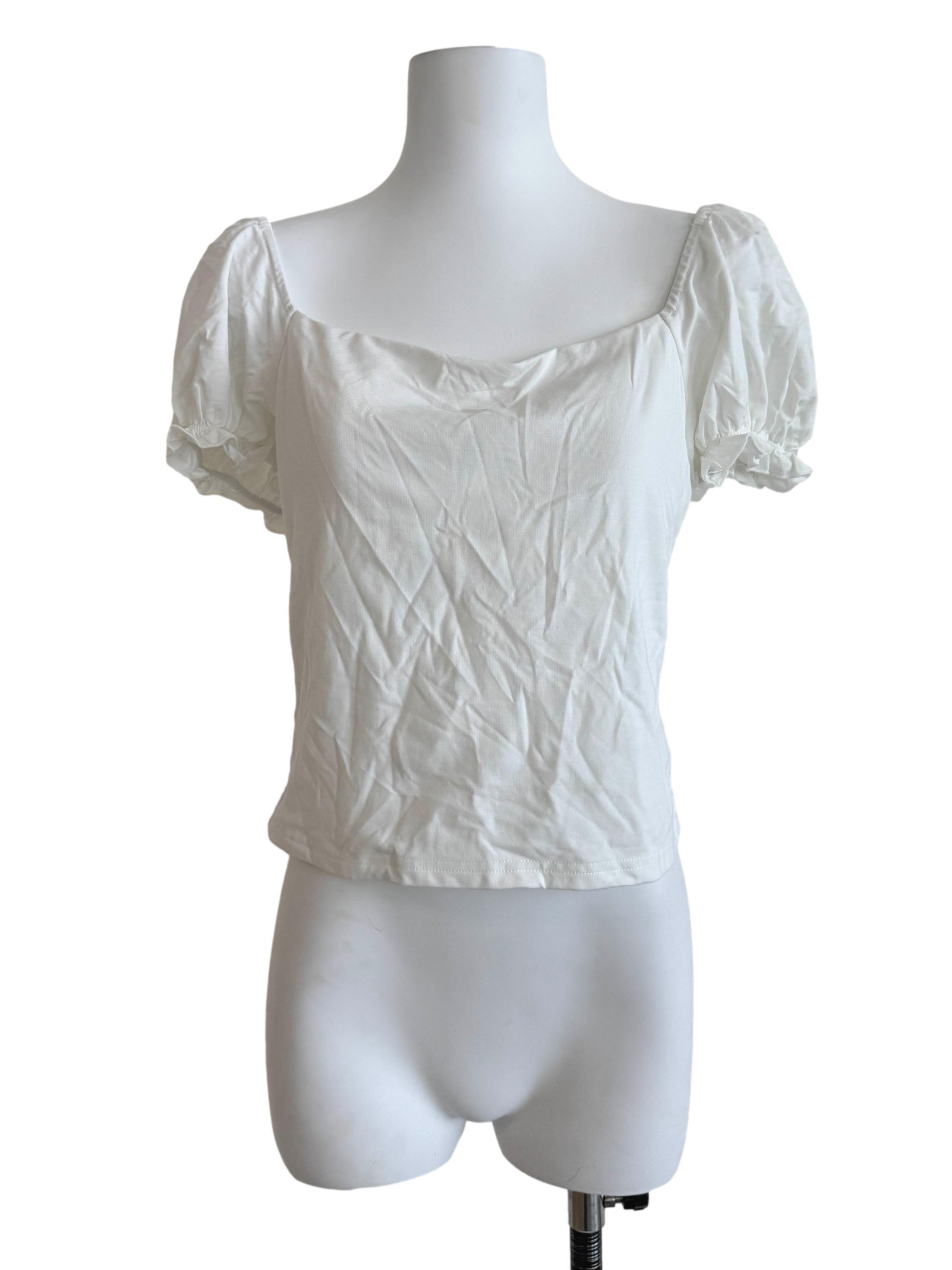 Daisy White Puff Sleeves Top