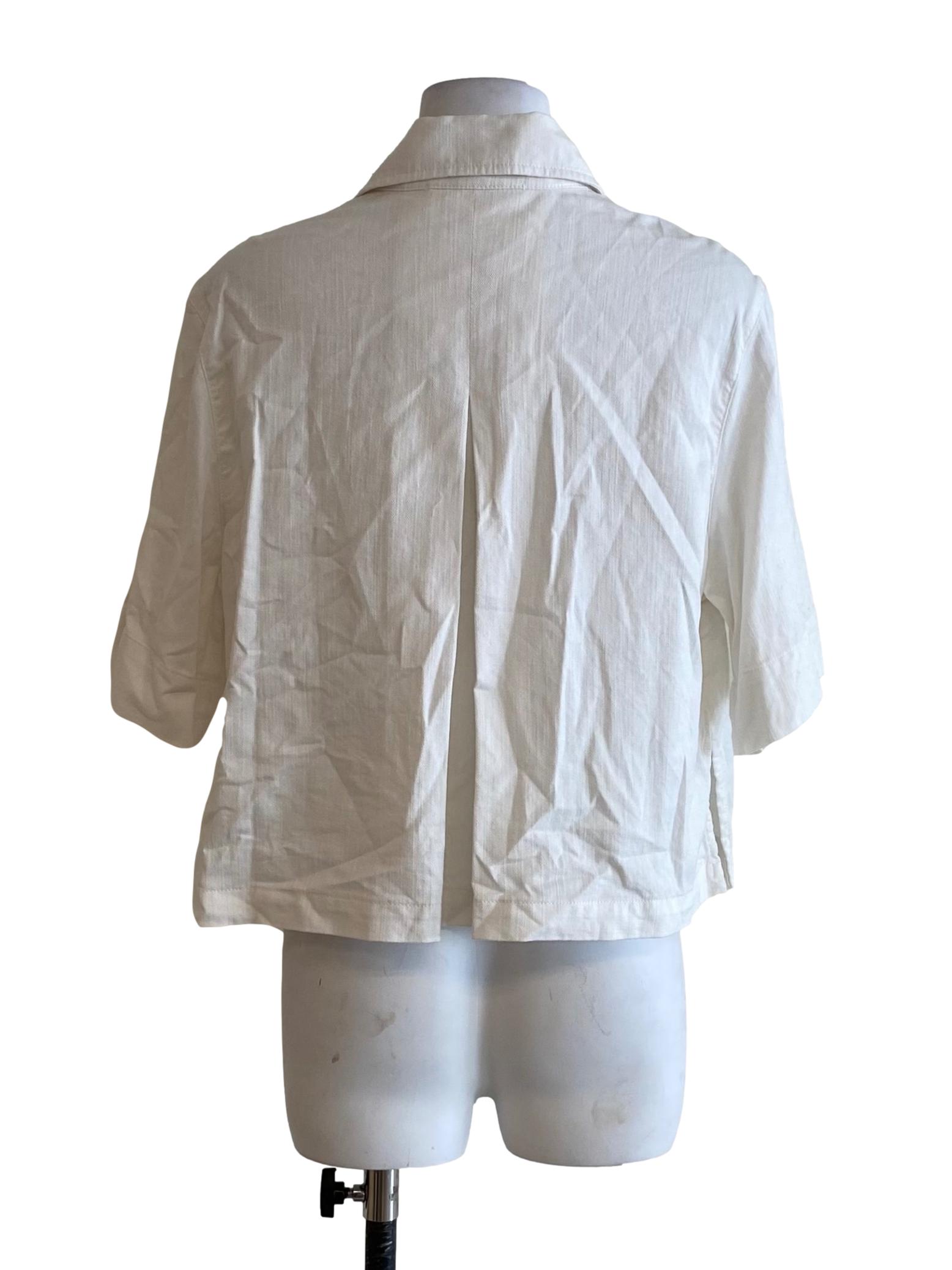 Cotton White Gold Pearl Button Down Top