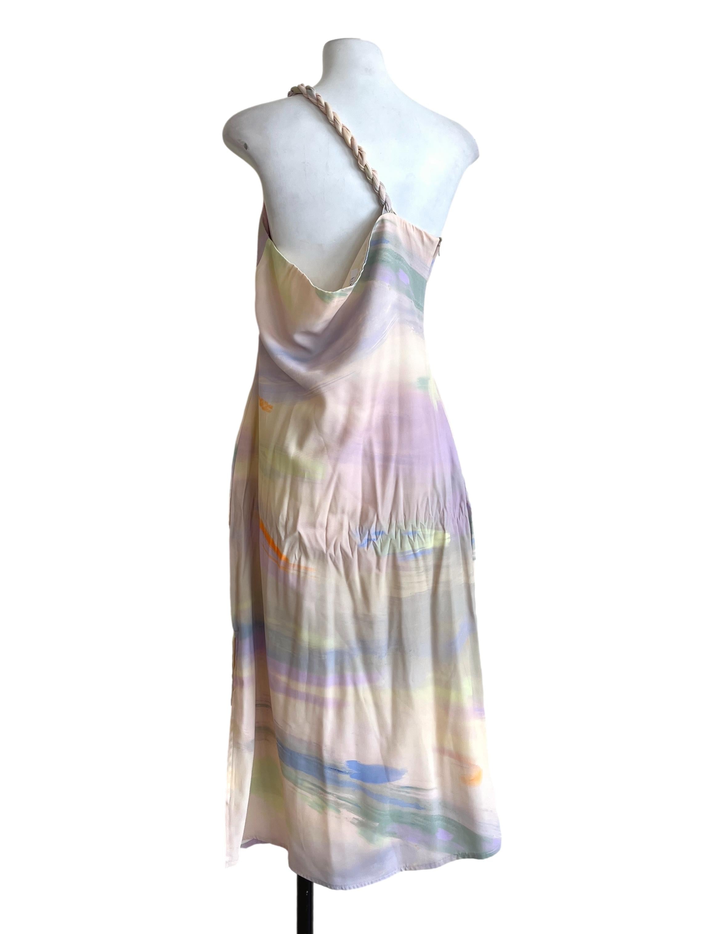 Peach Pink Asymmetrical Sleeveless Dress