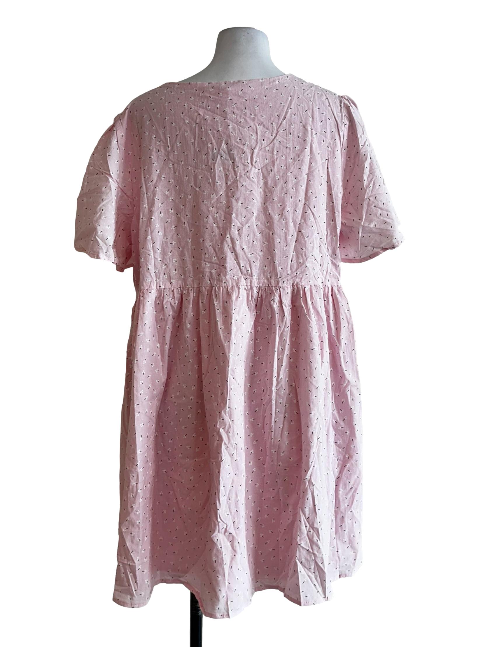 Rose Pink Flower Pattern Dress