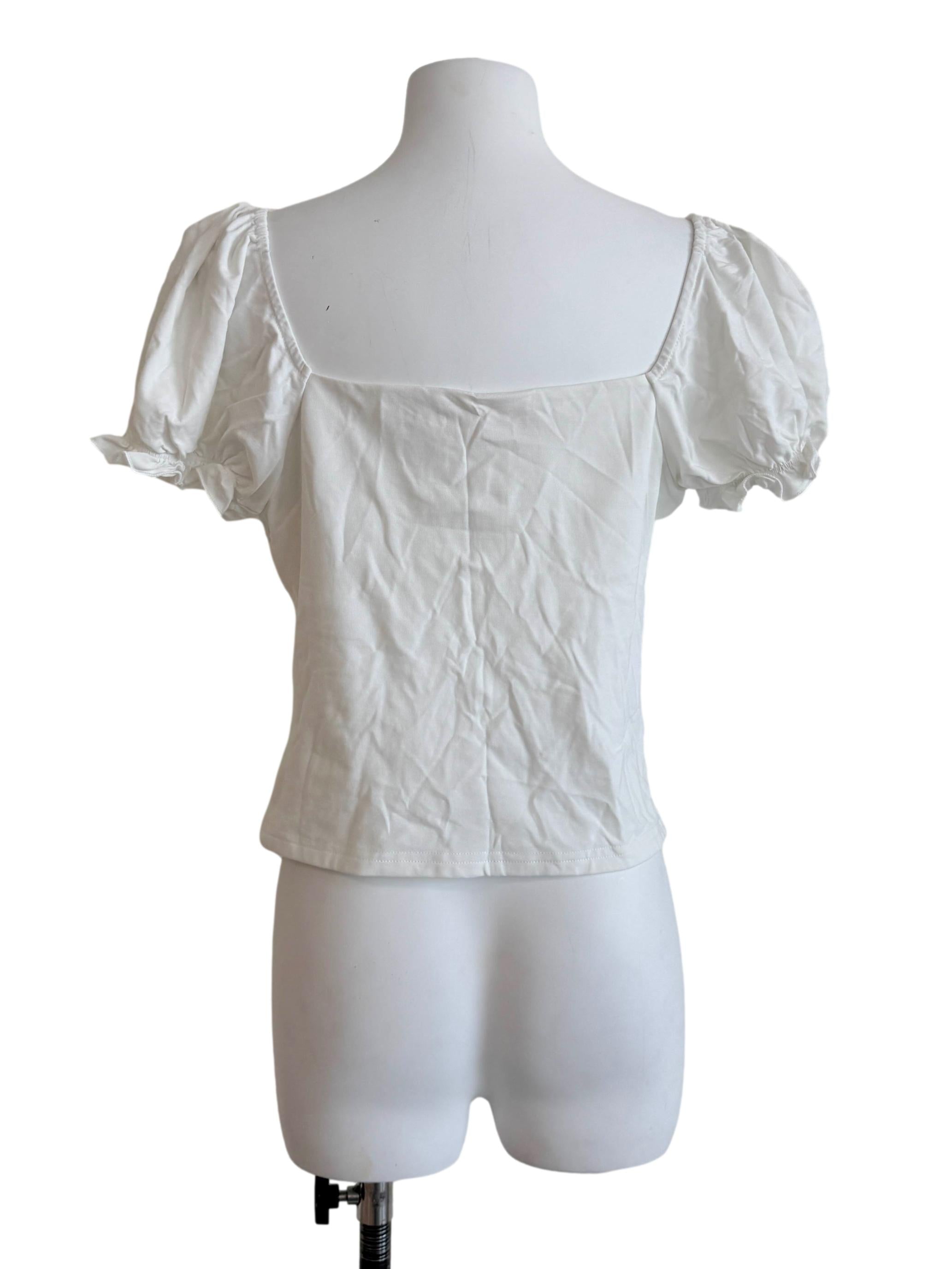 Daisy White Puff Sleeves Top