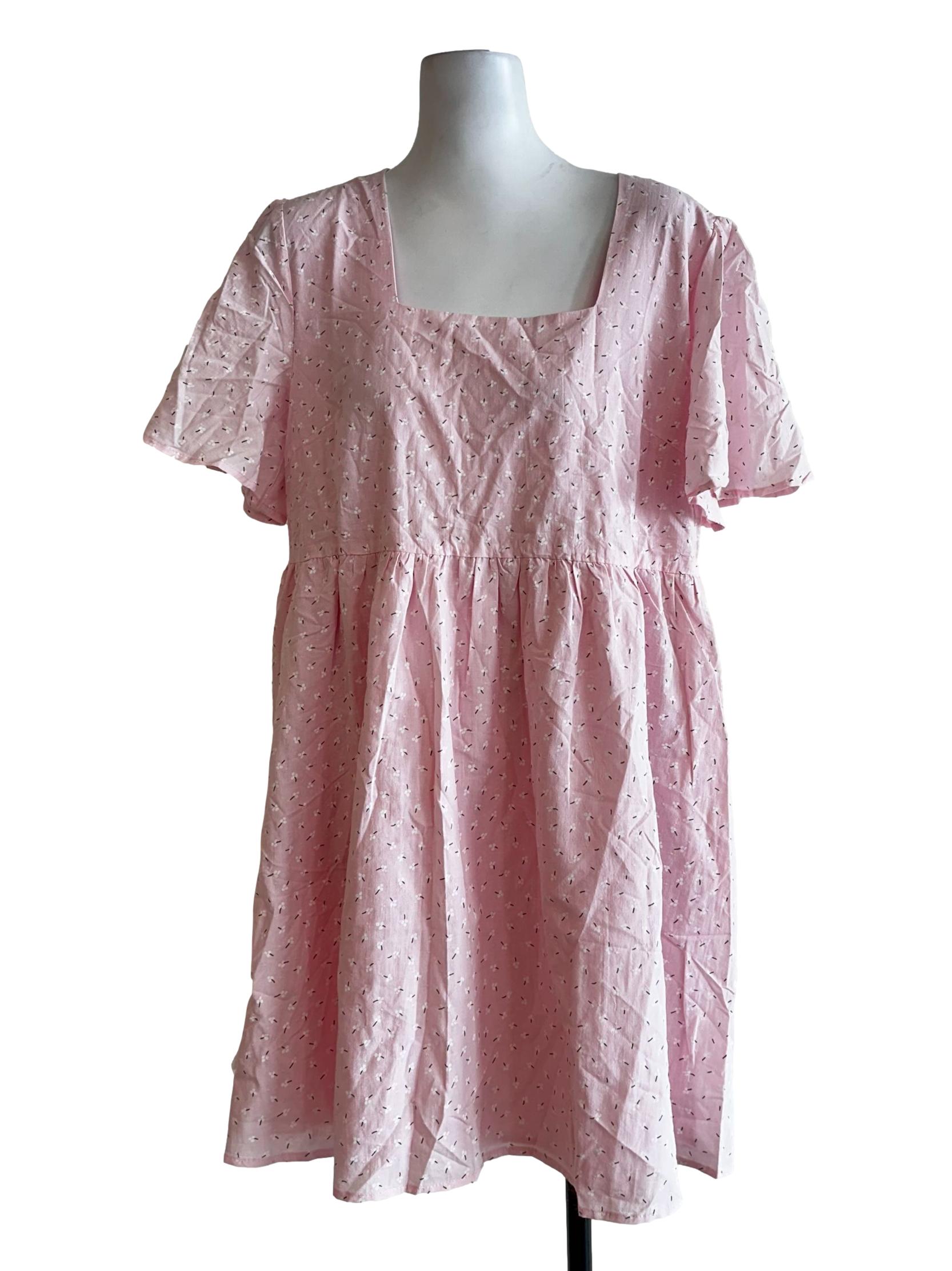 Rose Pink Flower Pattern Dress