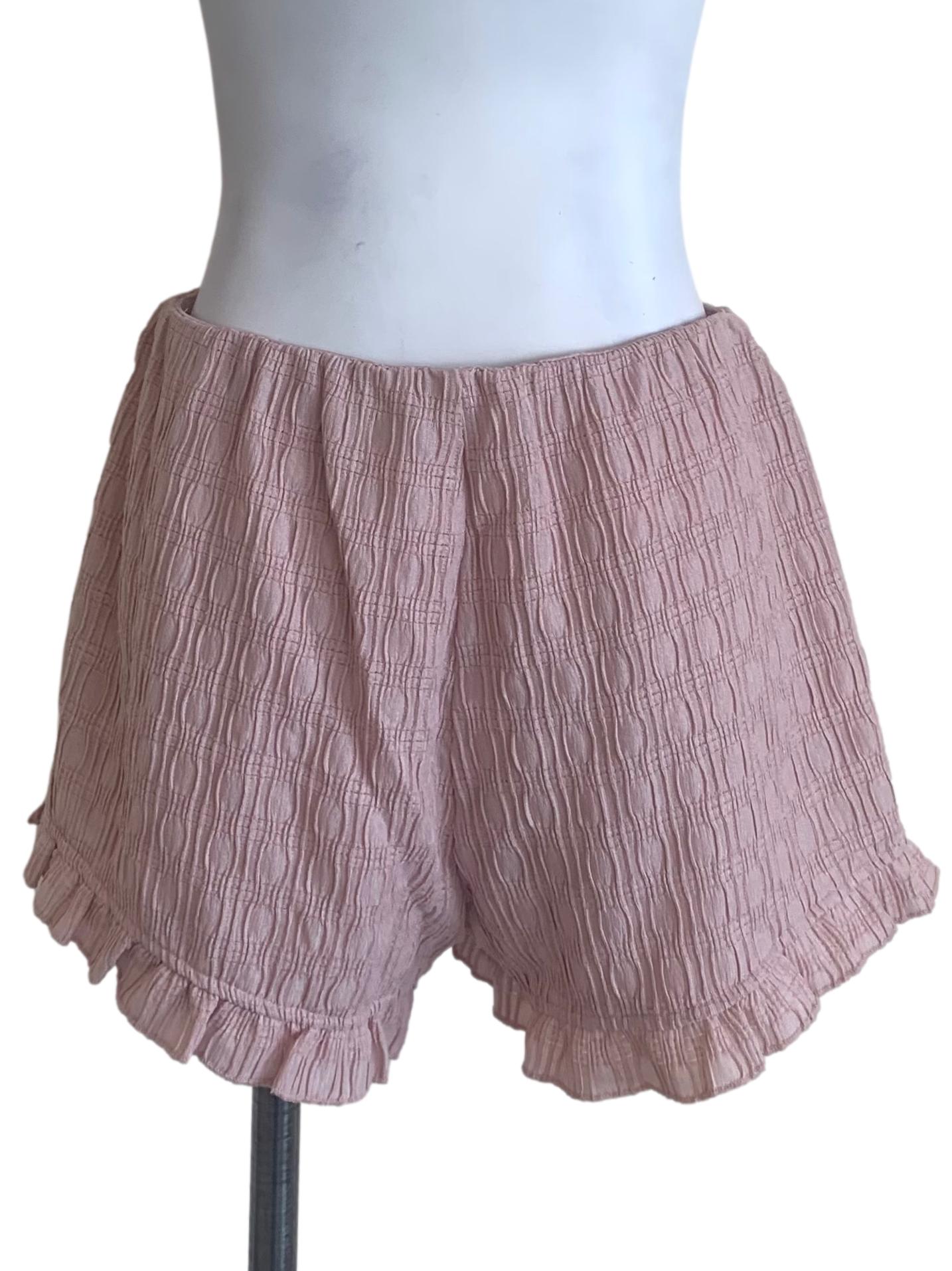 Rose Pink Textured Shorts