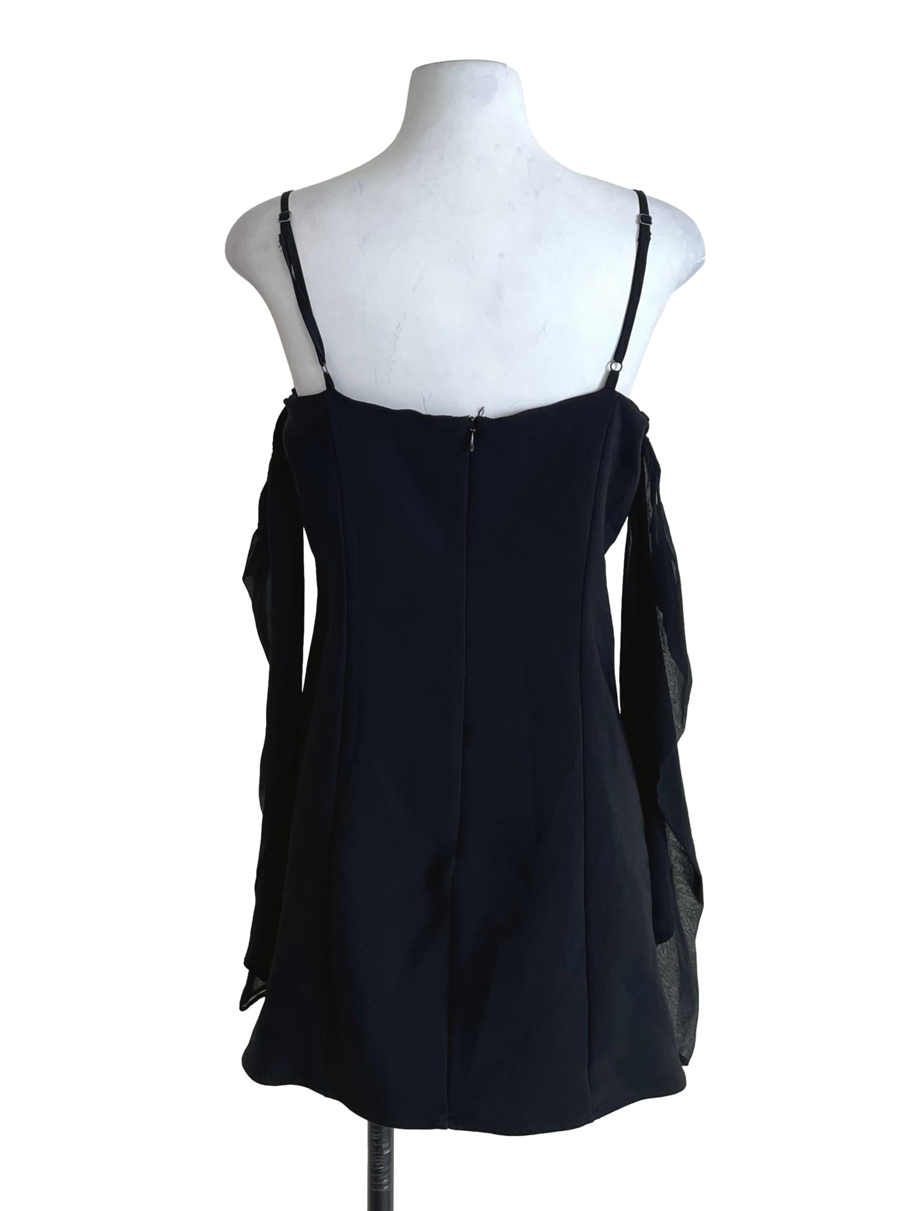 Black Cold Shoulder Sleeves Dress