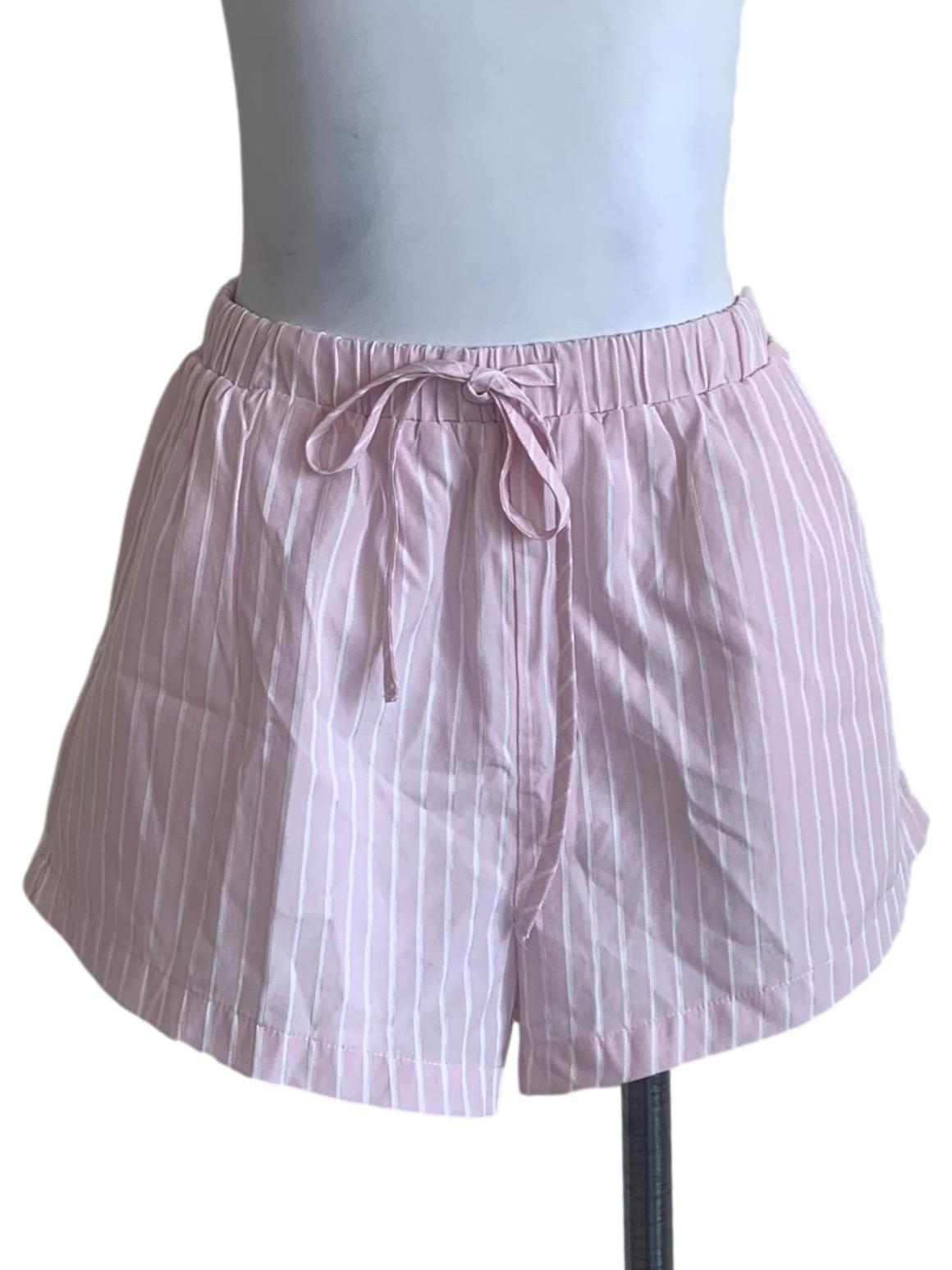 Crepe Pink Bengal Stripe Shorts