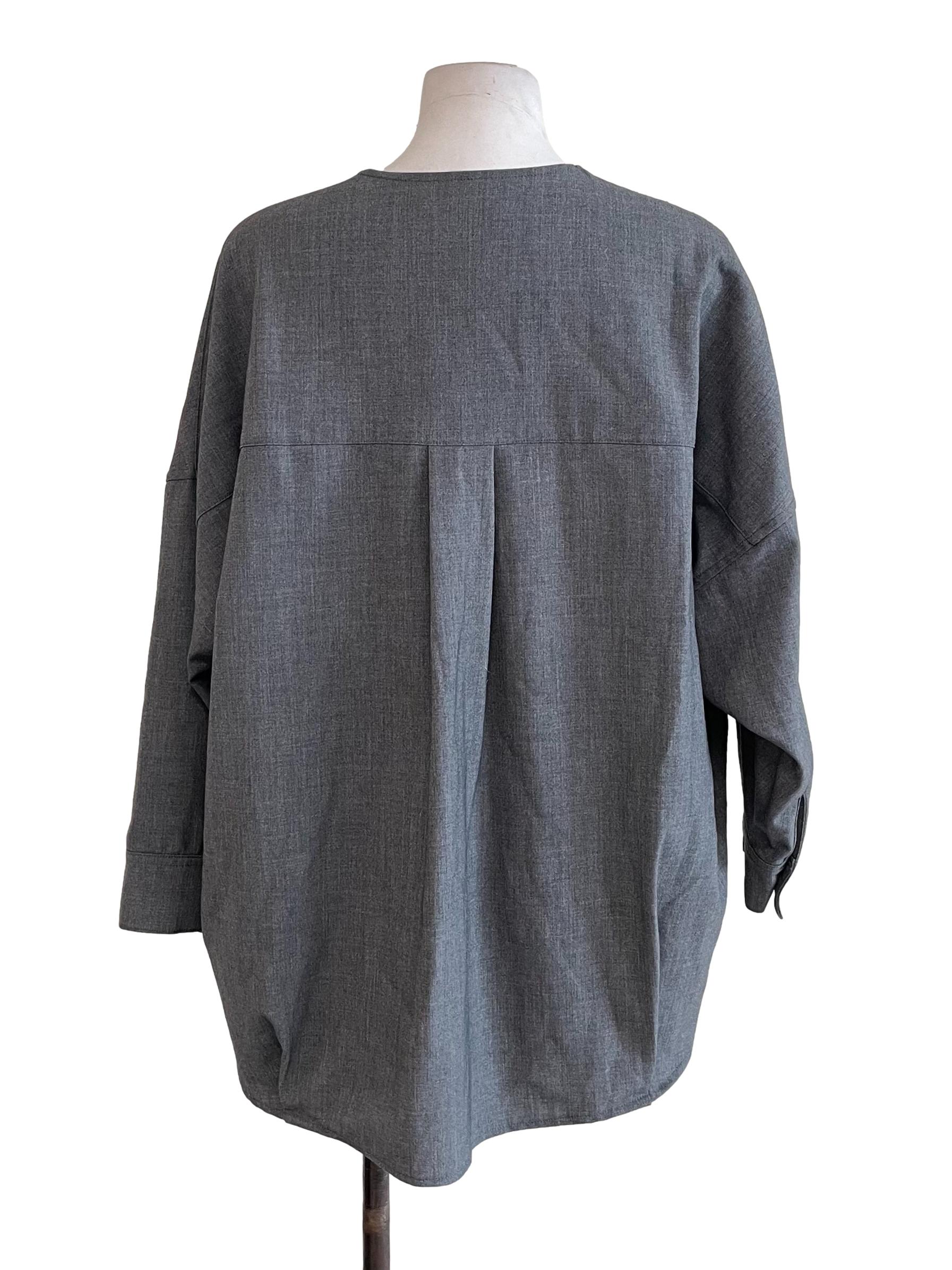 Warm Grey Mid Sleeves Blouse