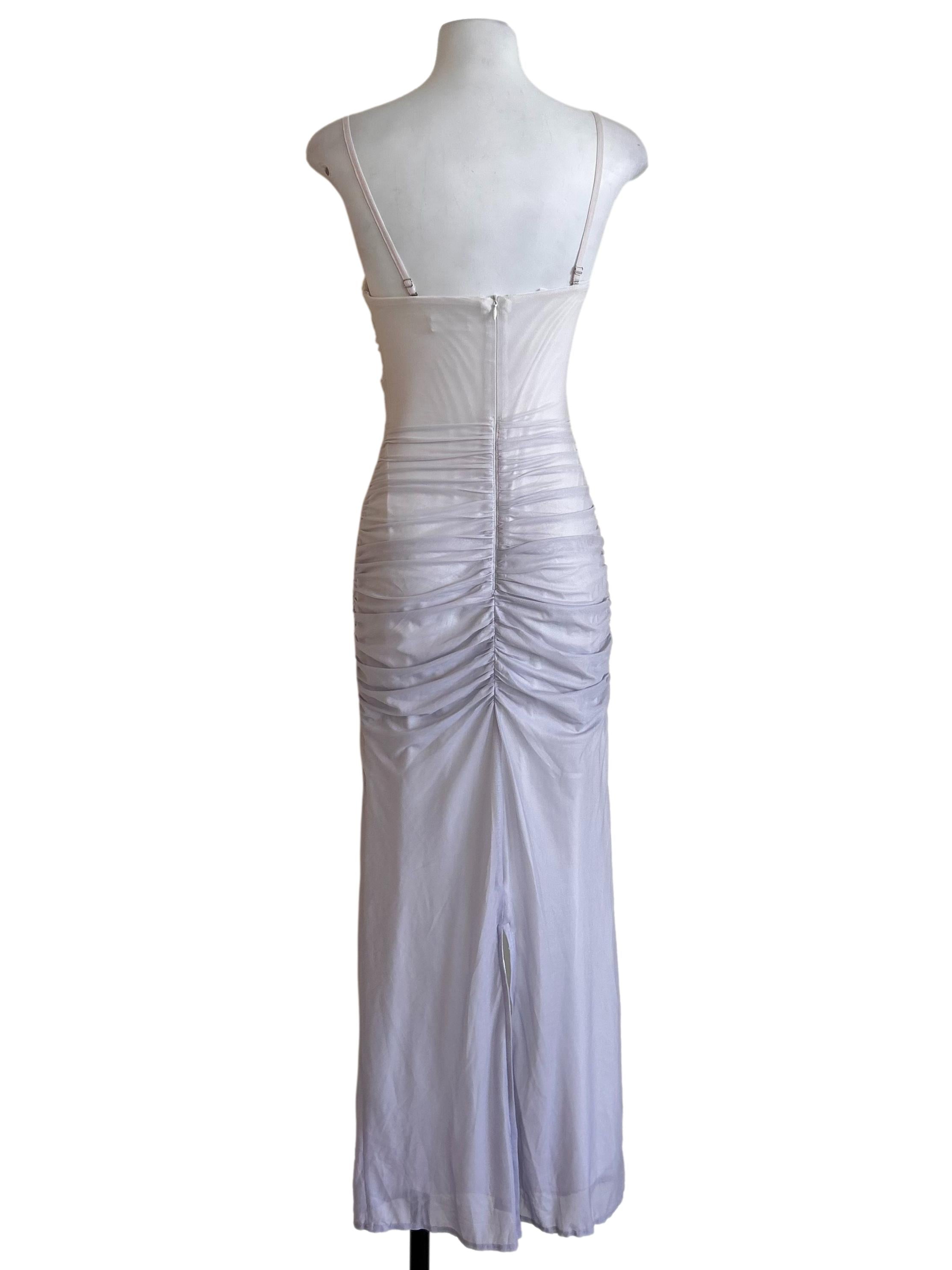Lilac Ruched Form-Fitting Maxi Dress