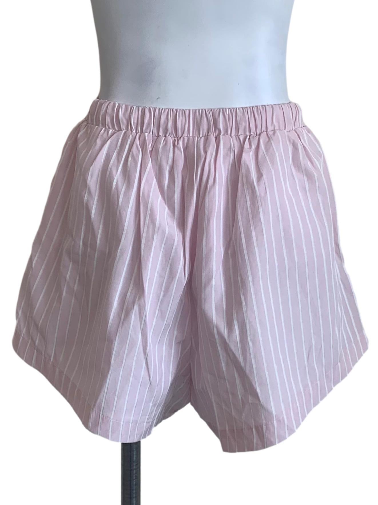 Crepe Pink Bengal Stripe Shorts