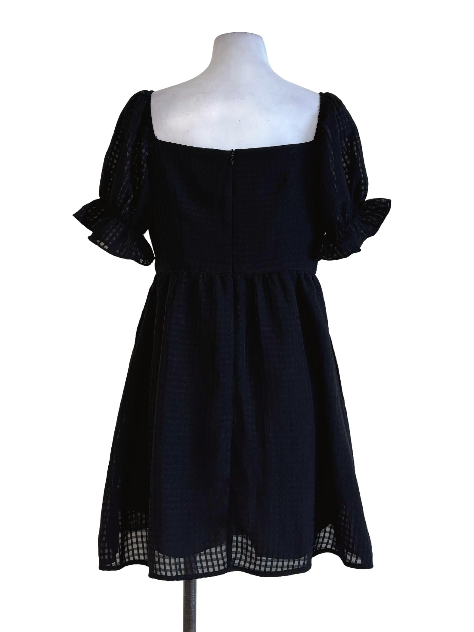 Rich Black Square Neck Dress