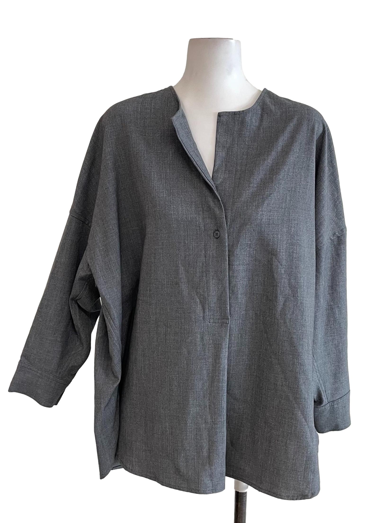 Warm Grey Mid Sleeves Blouse