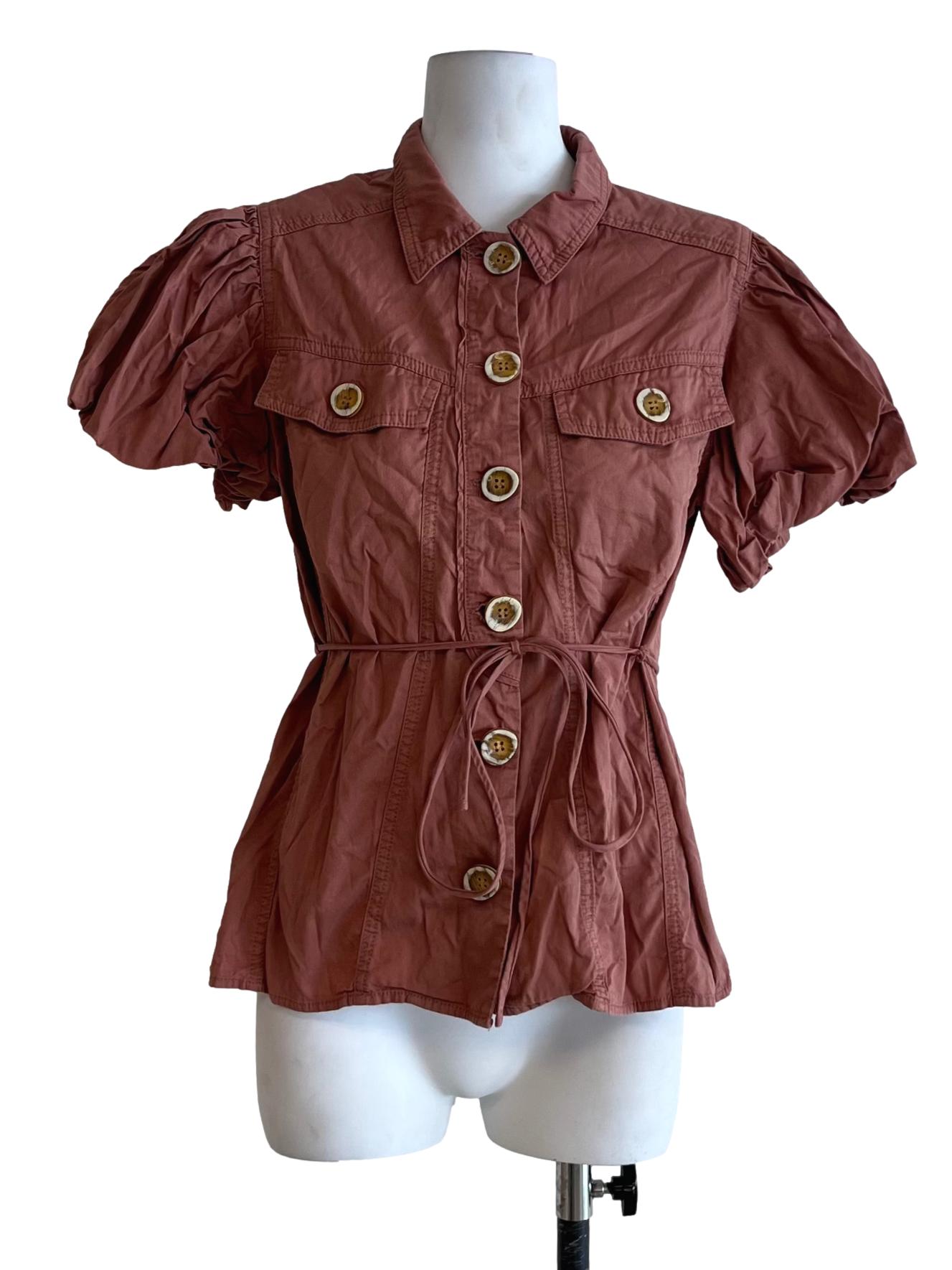 Blush Red Wing Collar Blouse