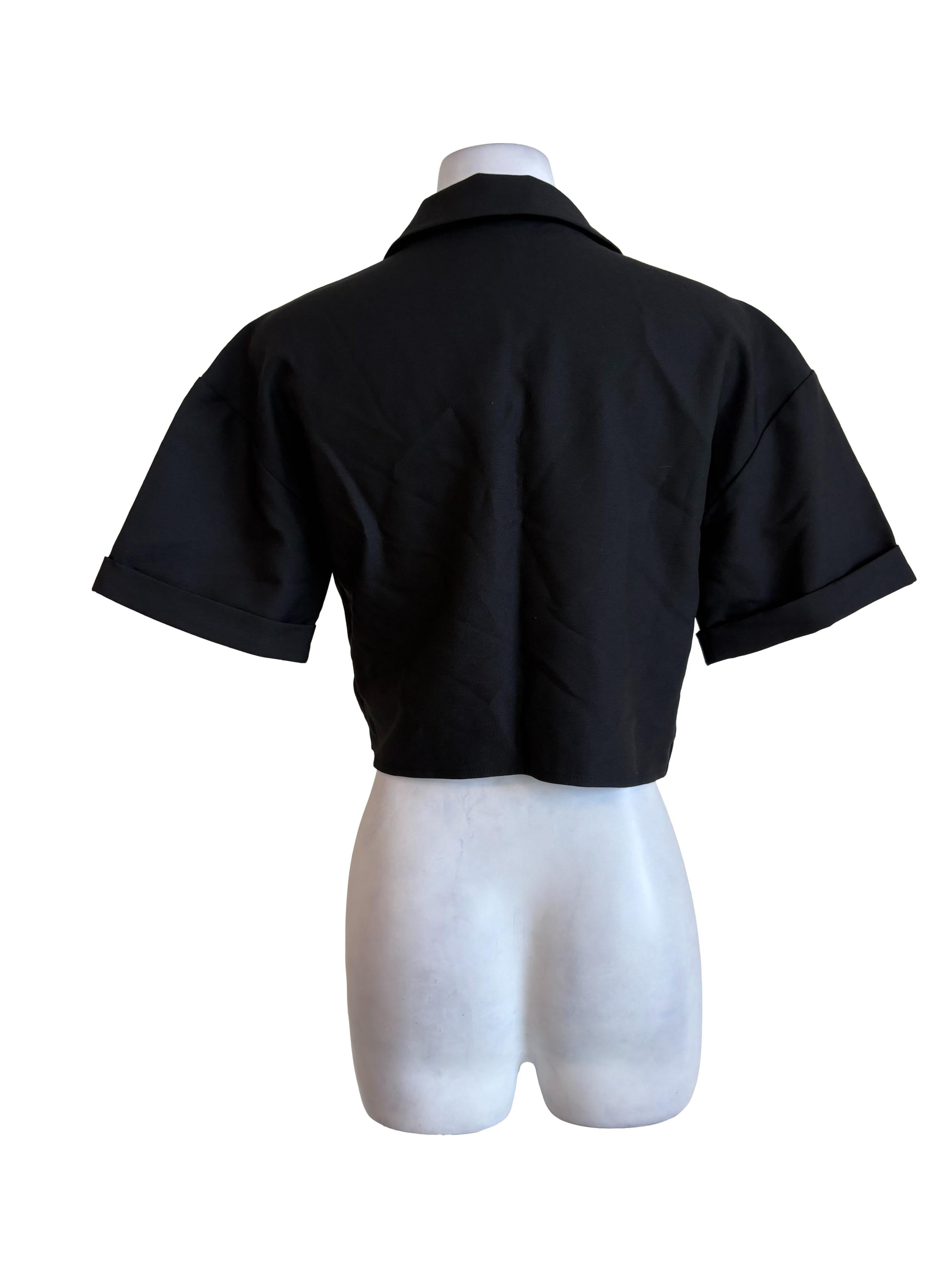 Black Solid Front Knot  Top