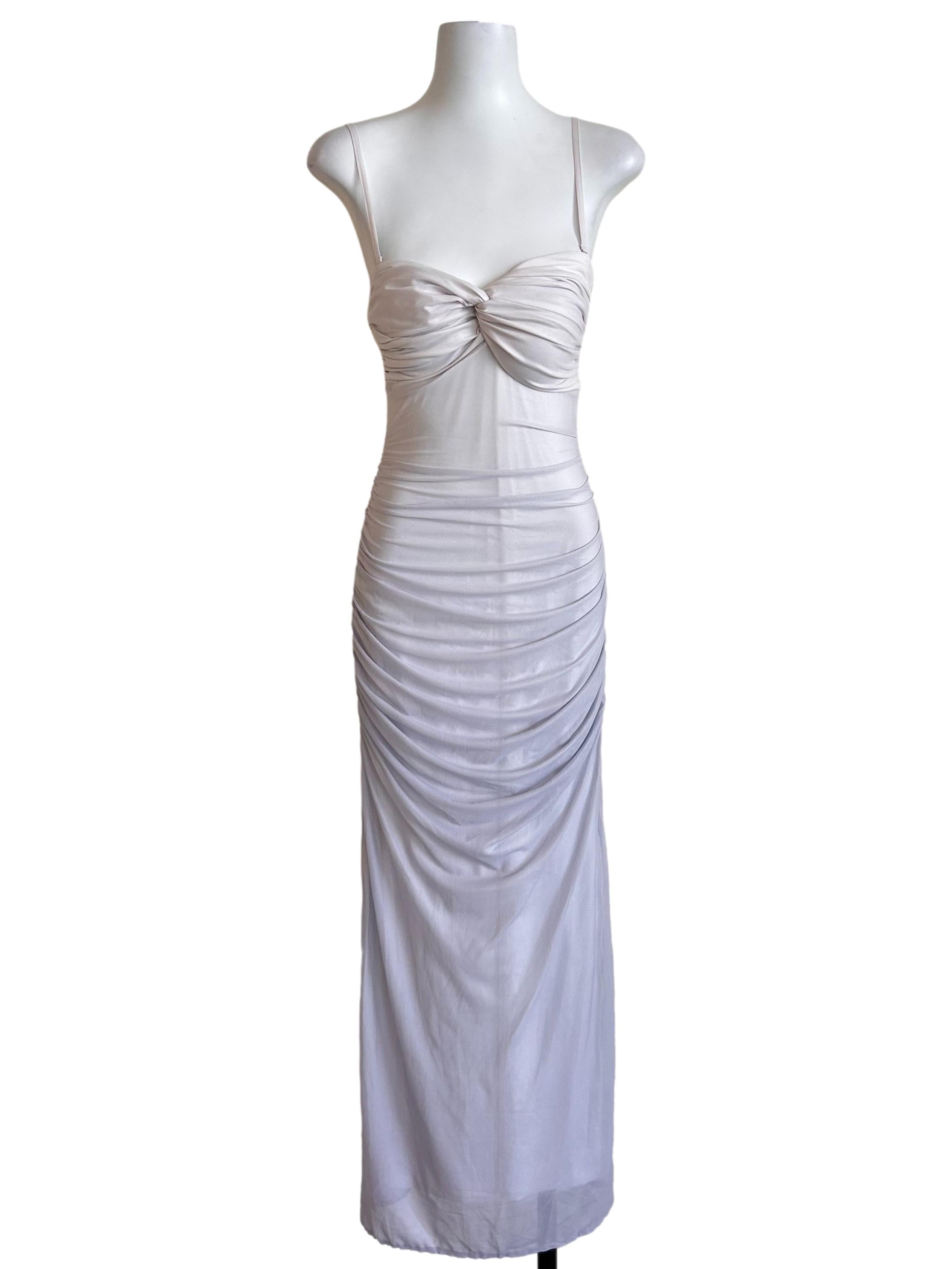Lilac Ruched Form-Fitting Maxi Dress