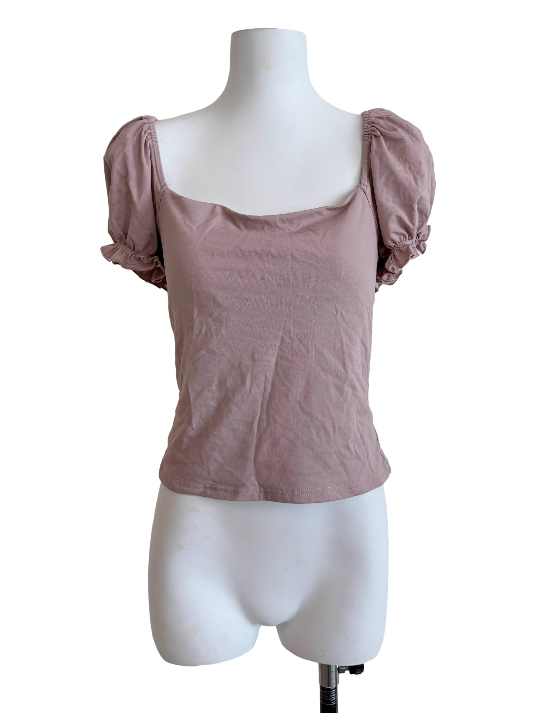Rose Pink Puff Sleeves Top