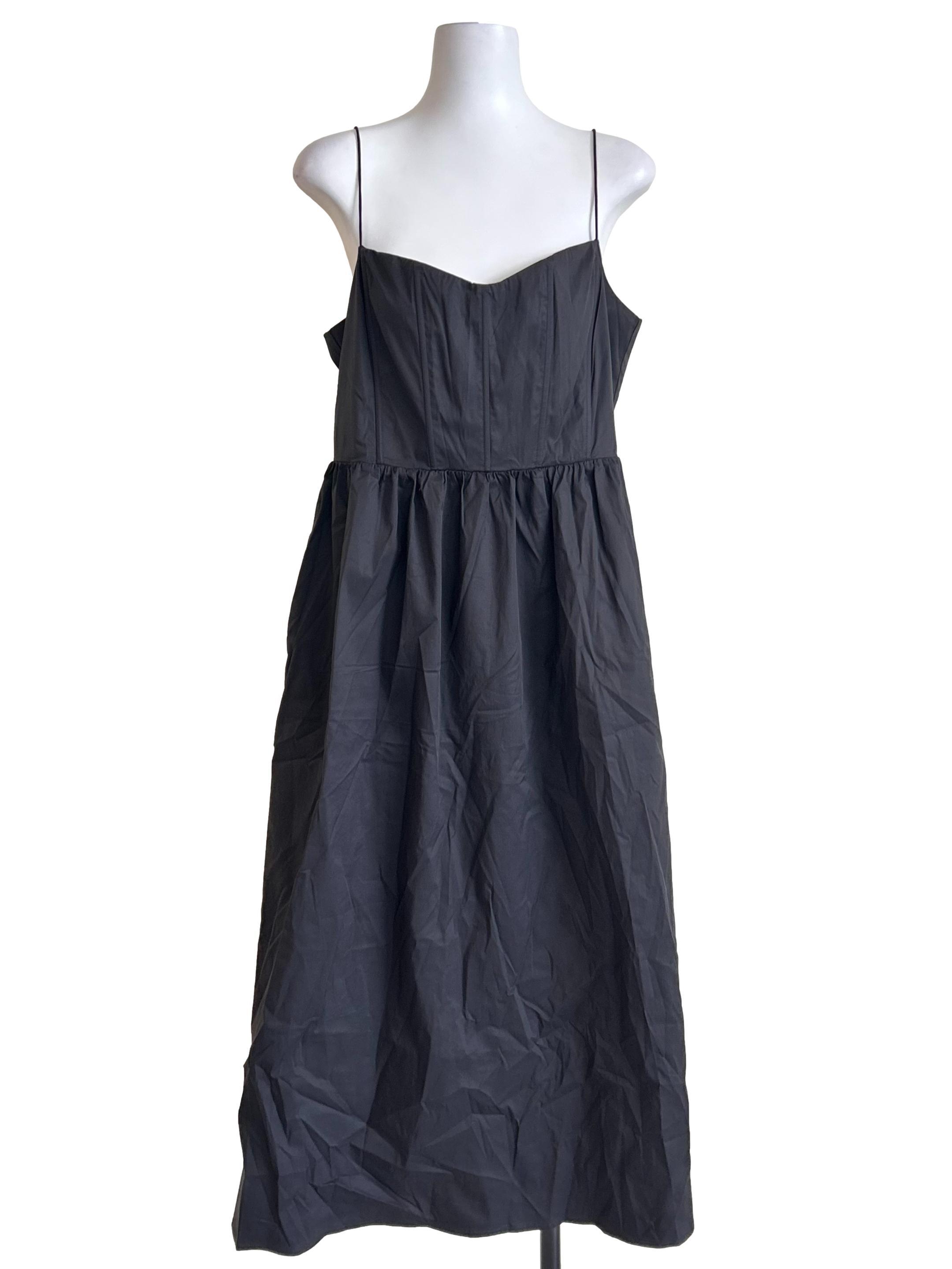 Minimalist Black Panelled Midi Dress