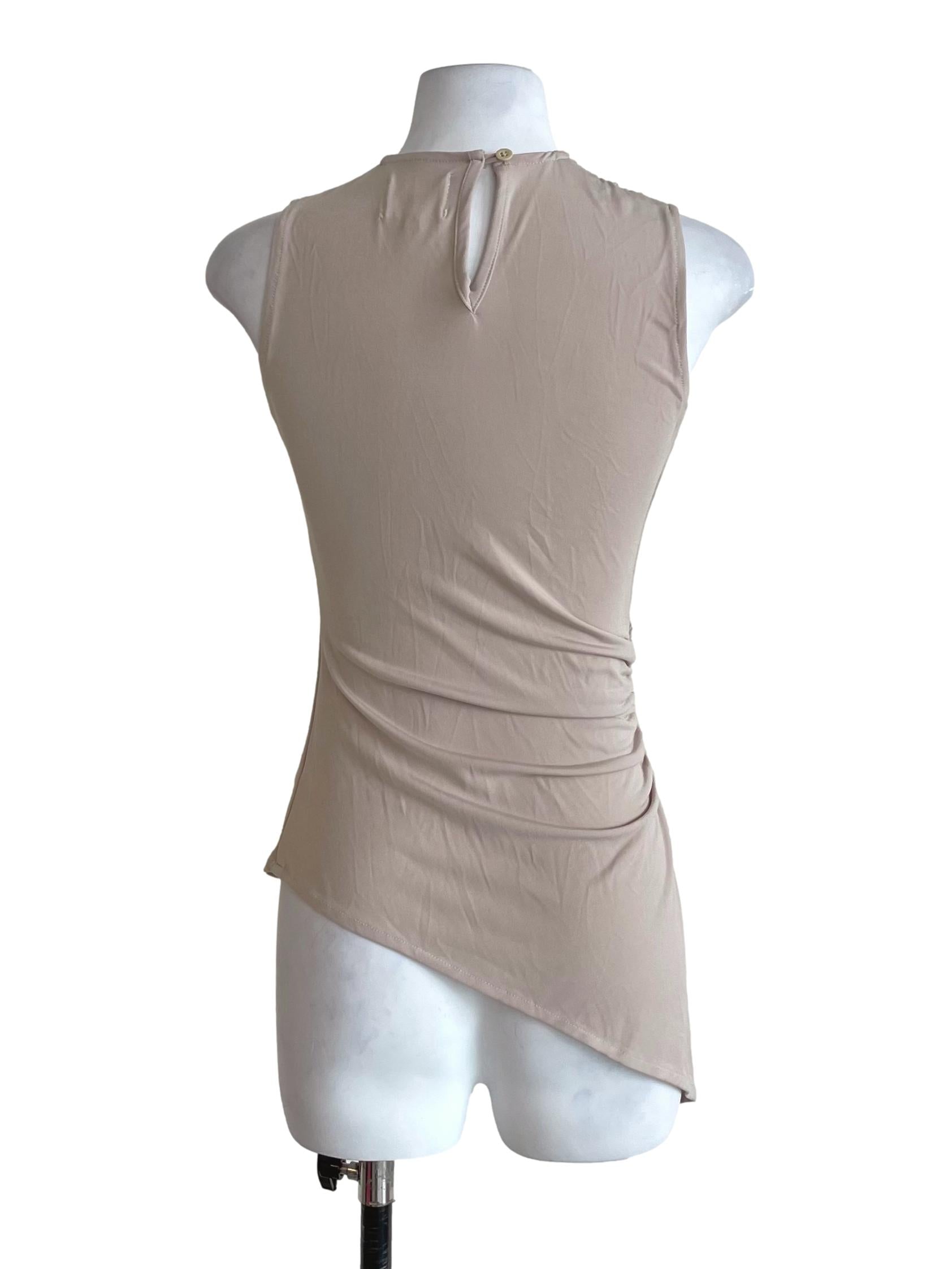 Ivory White Draped Asymmetric Slim Top