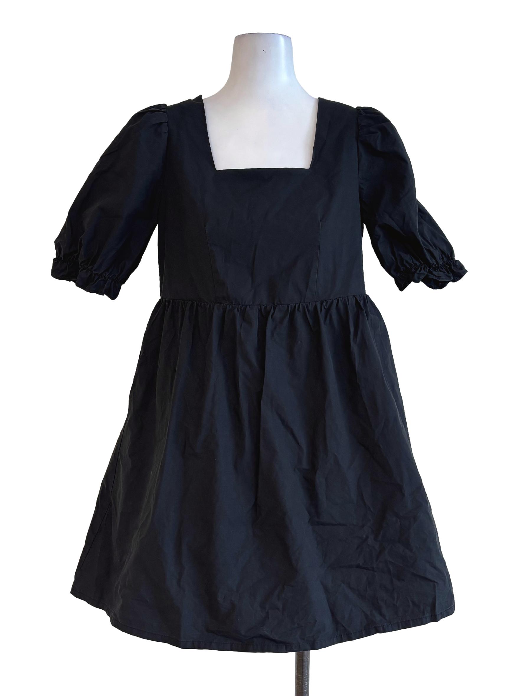 Soft Black Short Sleeve Cotton Dress