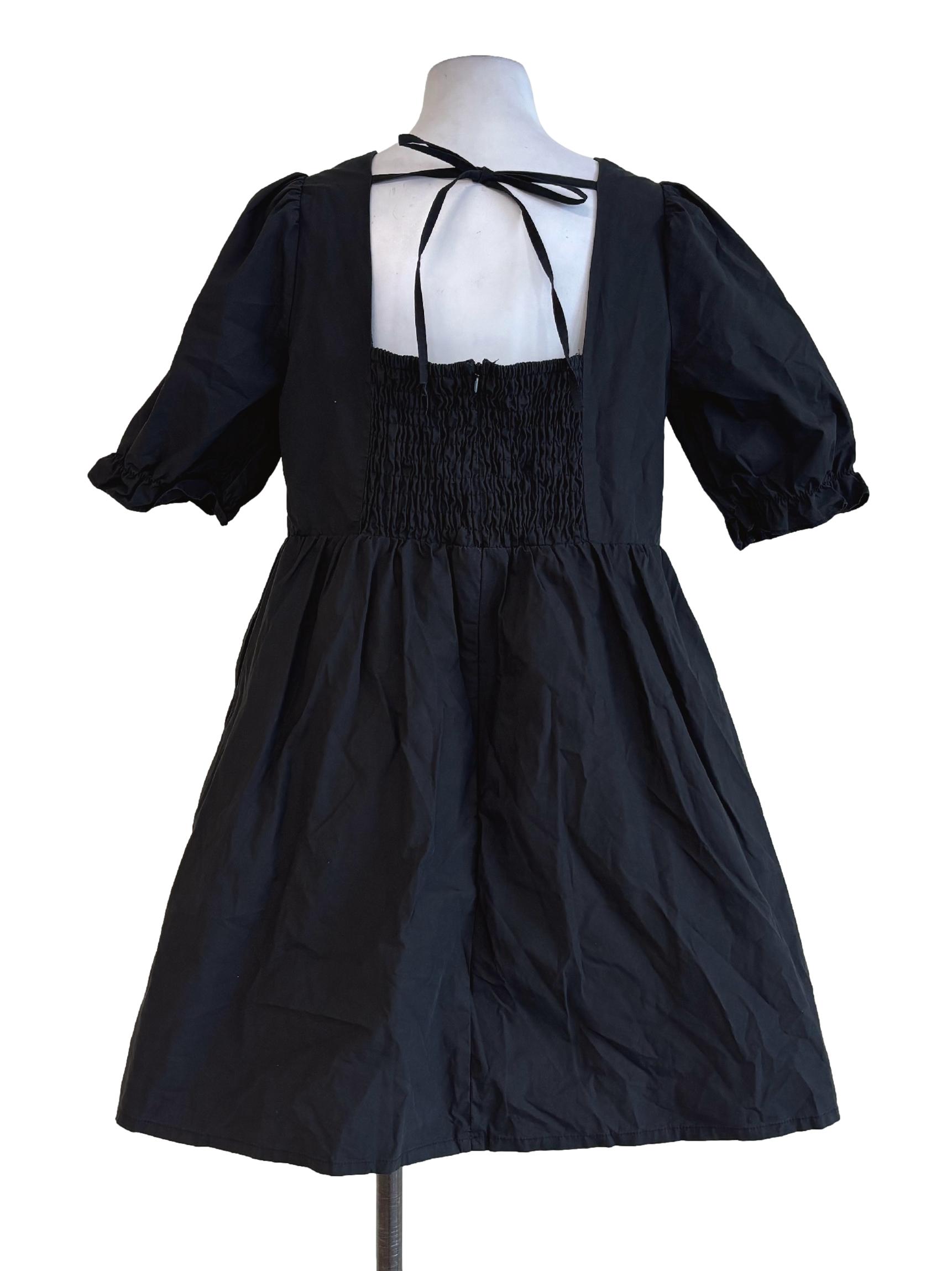 Soft Black Short Sleeve Cotton Dress
