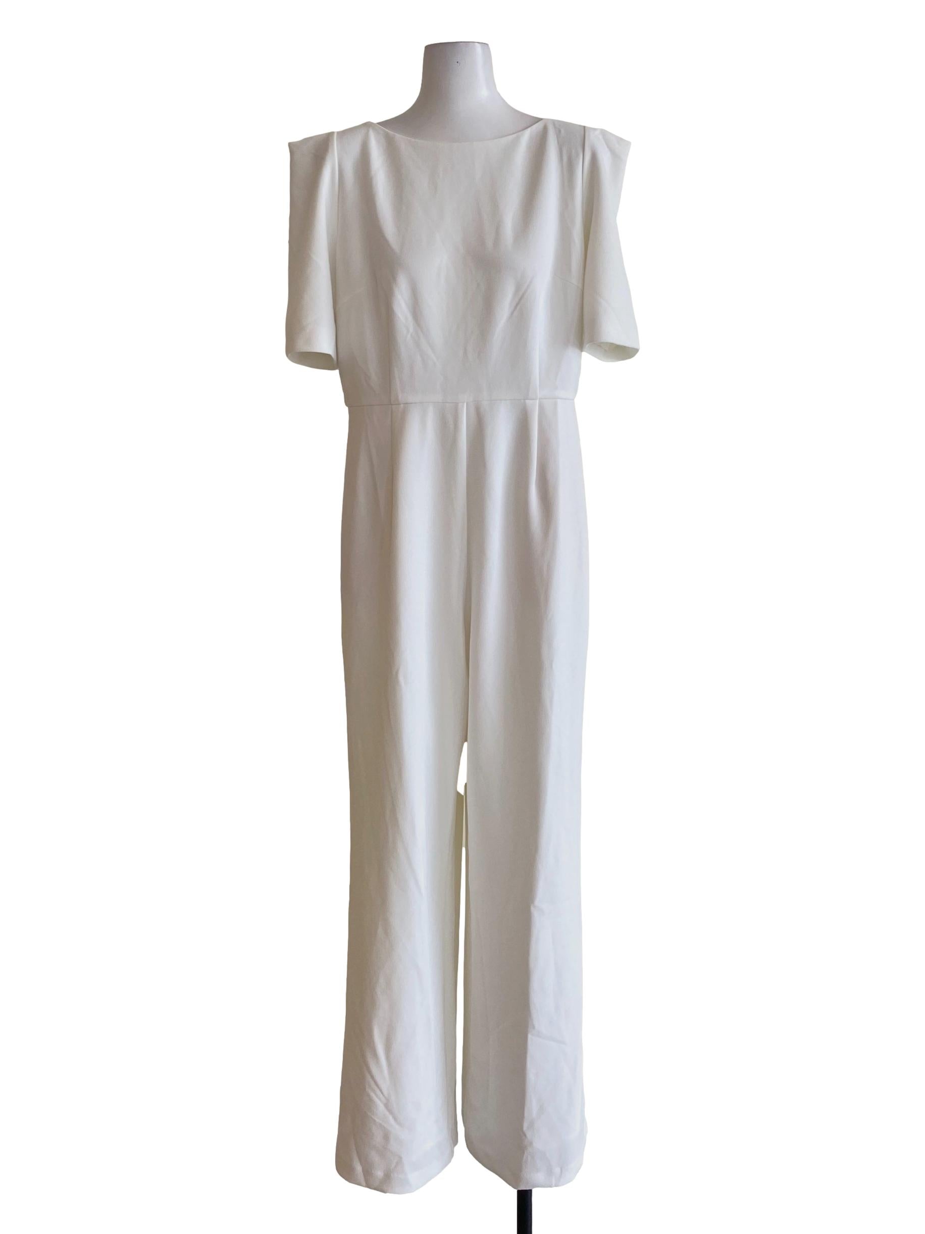 Soft White Sabrina Neck Loose Shirt Jumpsuit