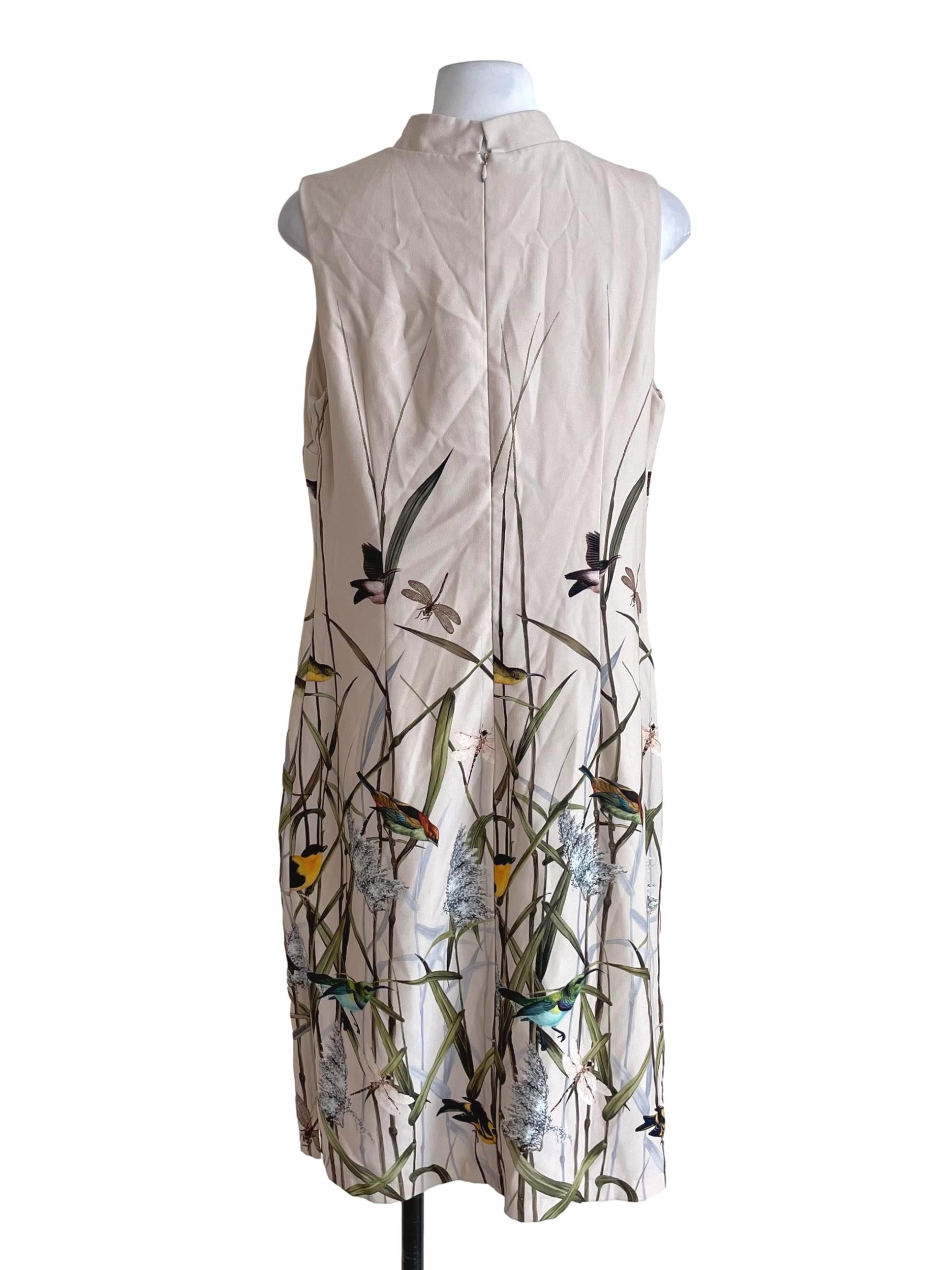 Alabaster White Birds Cheongsam Dress