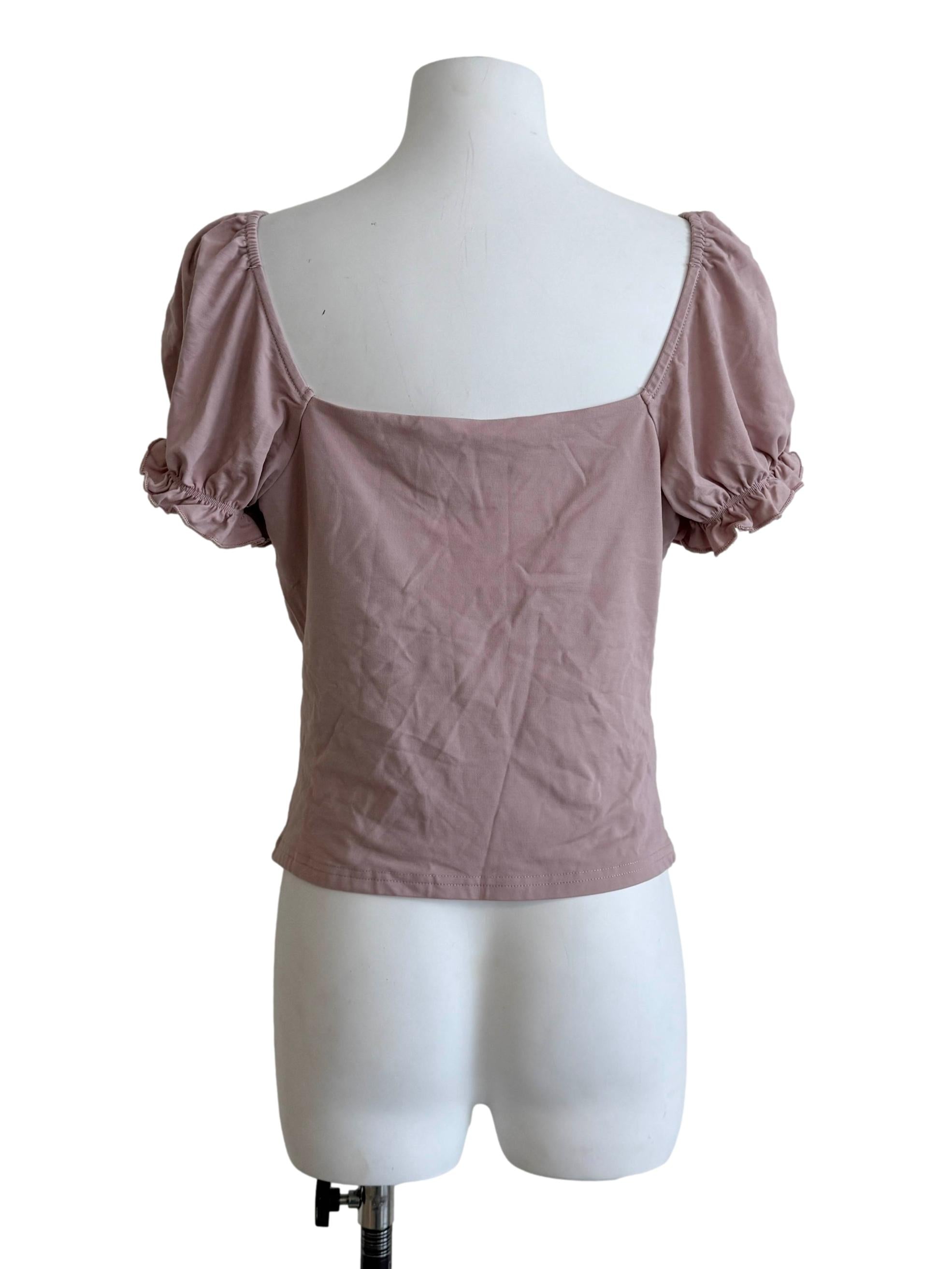 Rose Pink Puff Sleeves Top