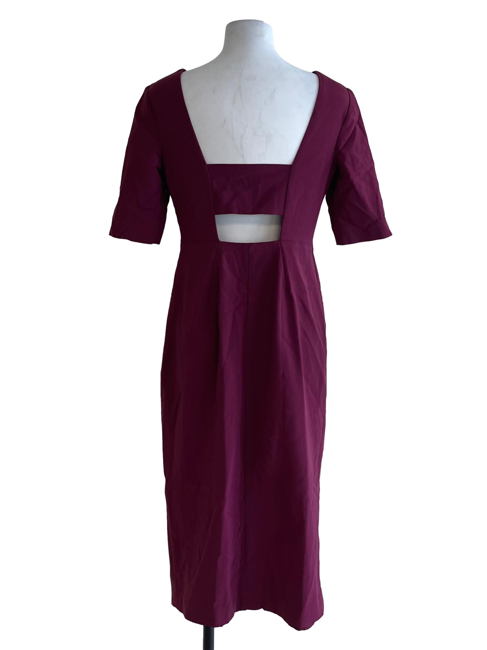 Plum Purple Jewel Neckline Empire Dress