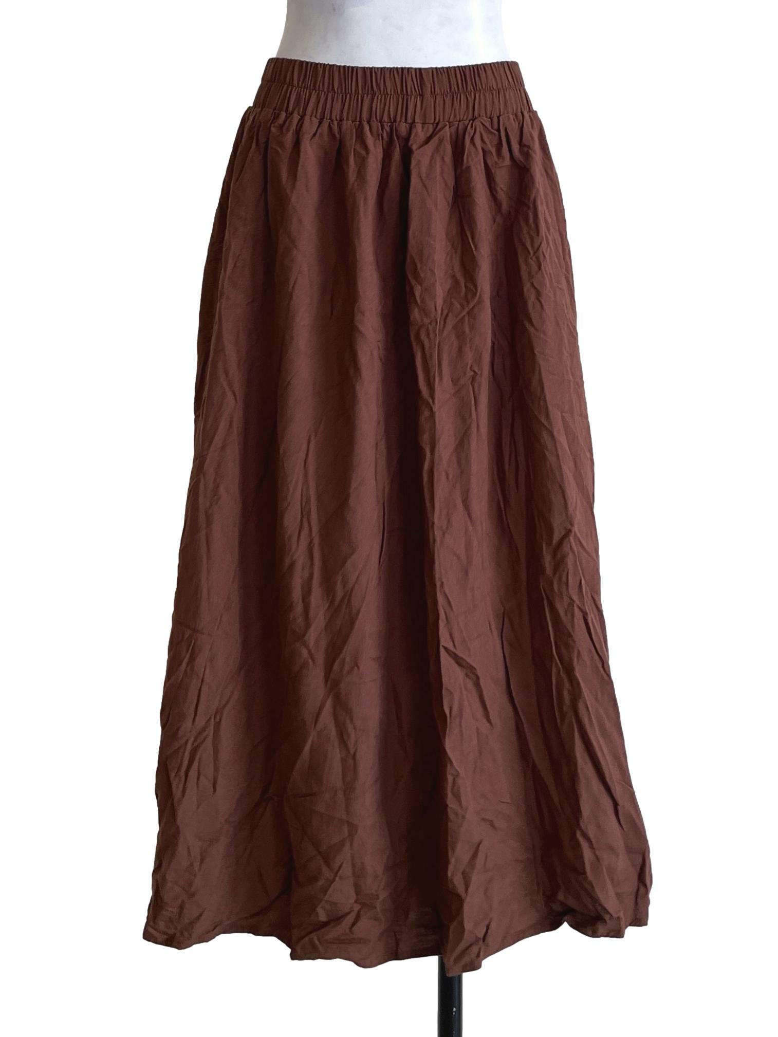 Gingerbread Brown Hip Pleat Skirt