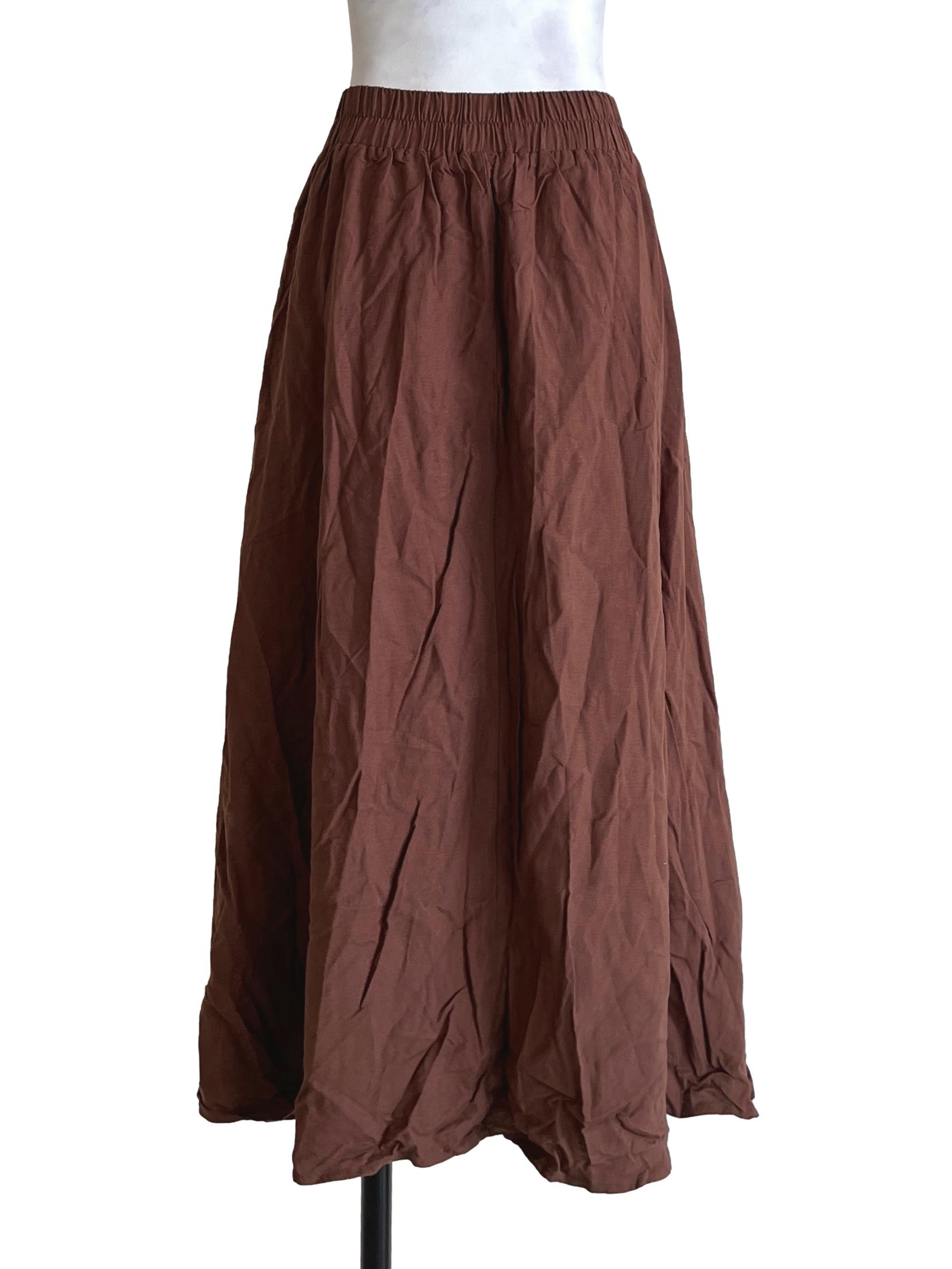 Gingerbread Brown Hip Pleat Skirt