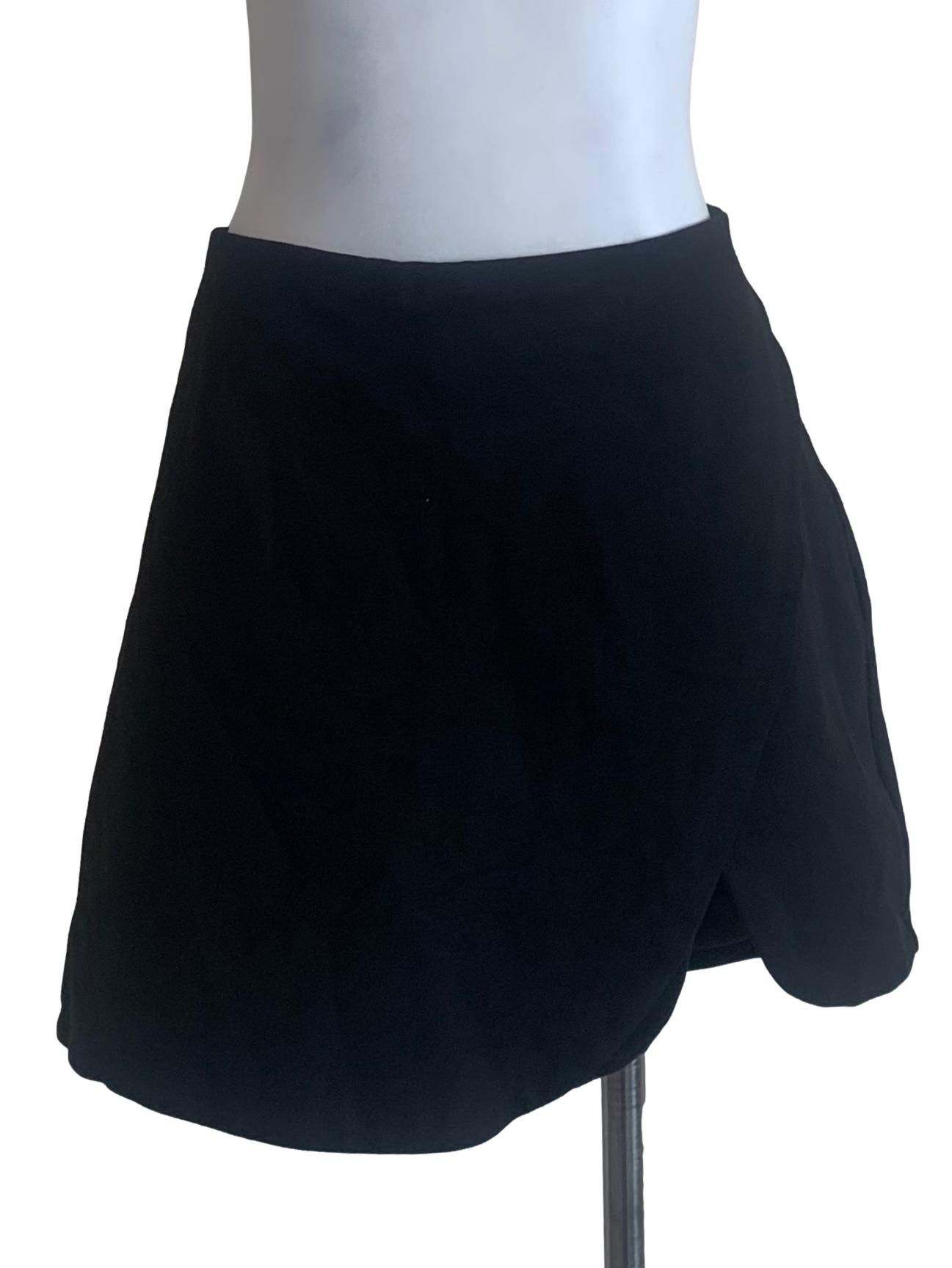 Midnight Black Front Slit Skorts