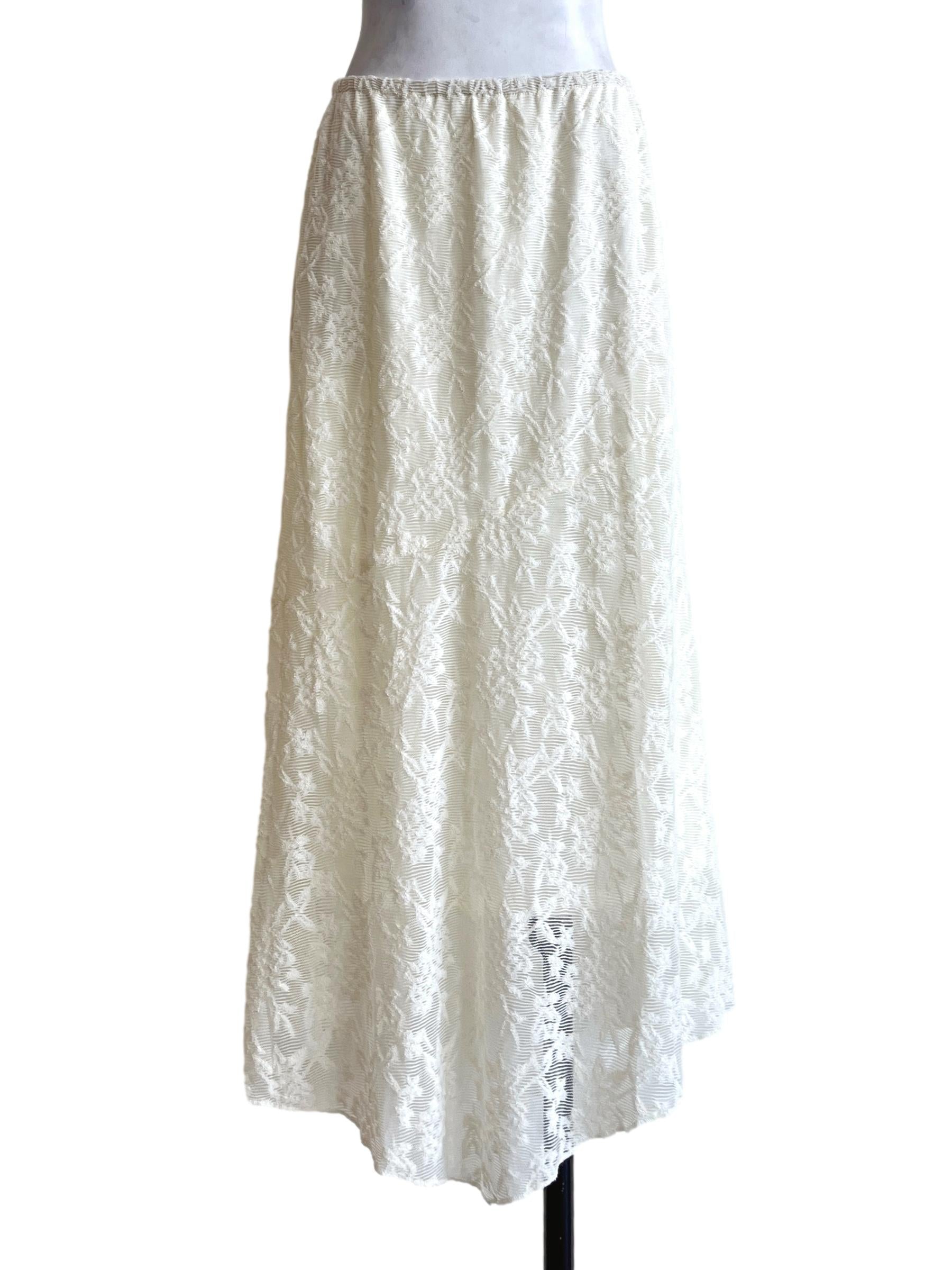 Cream White Lace A-Line Skirt