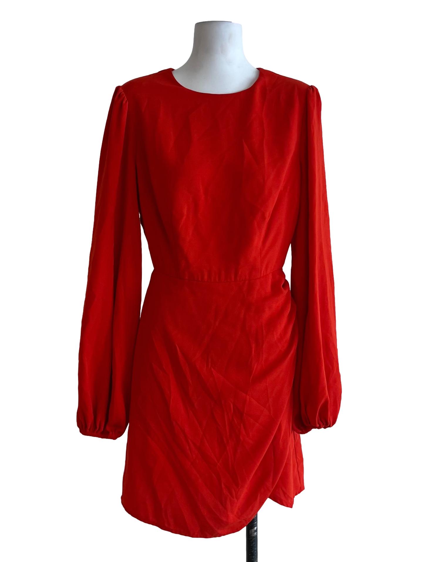 Fire Orange Jewel Neckline Empire Dress