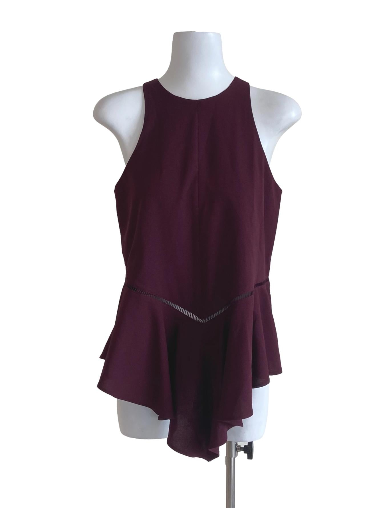 Brick Red A-Lined Sleeveless Blouse