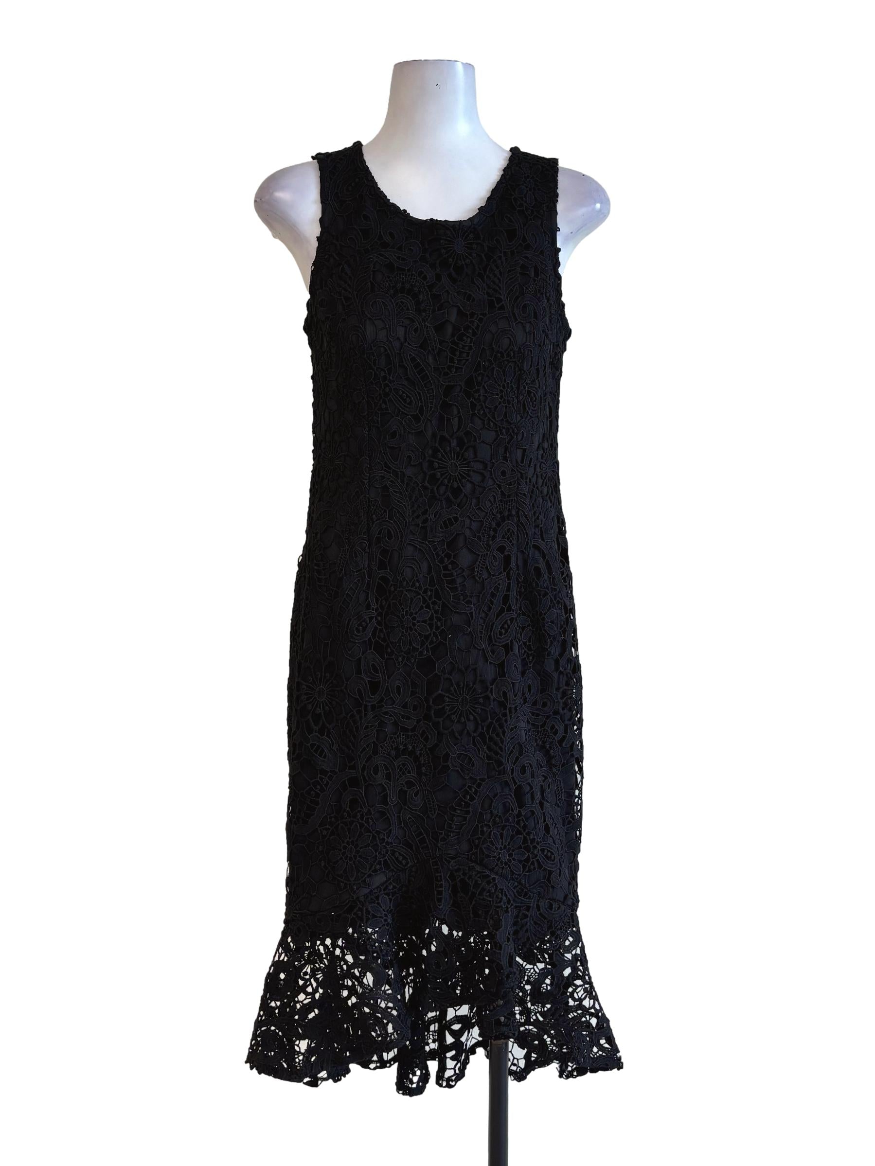 Black Sleeveless Lace Dress