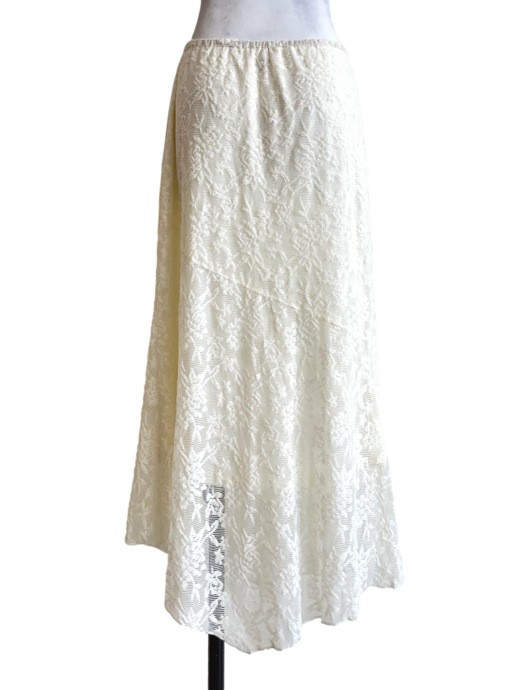 Cream White Lace A-Line Skirt