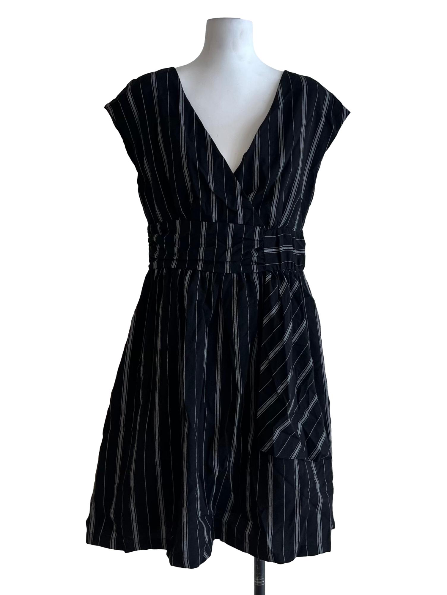 Black V-Neck A-Line Dress