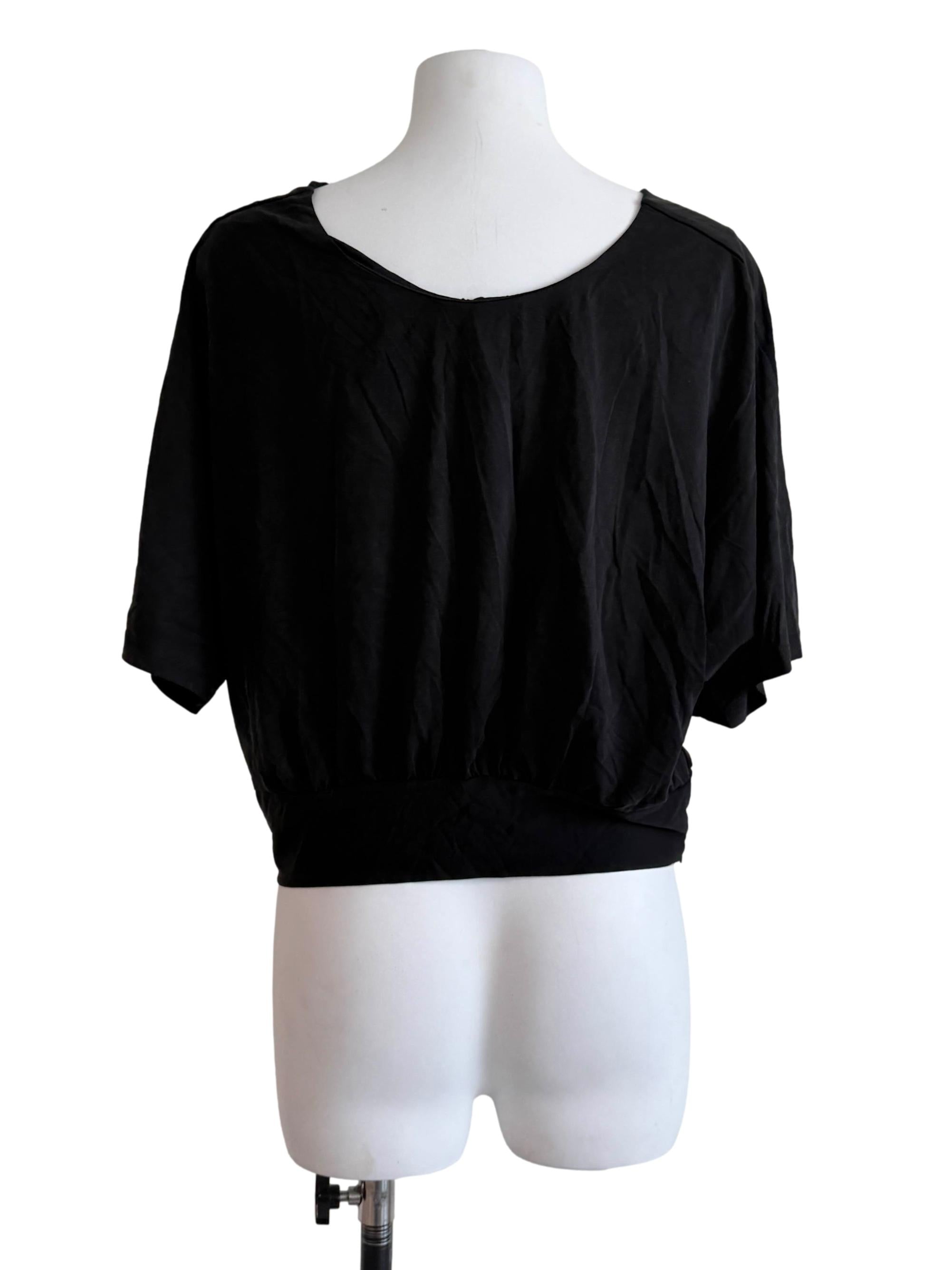 Black Batwing V-Neck Top