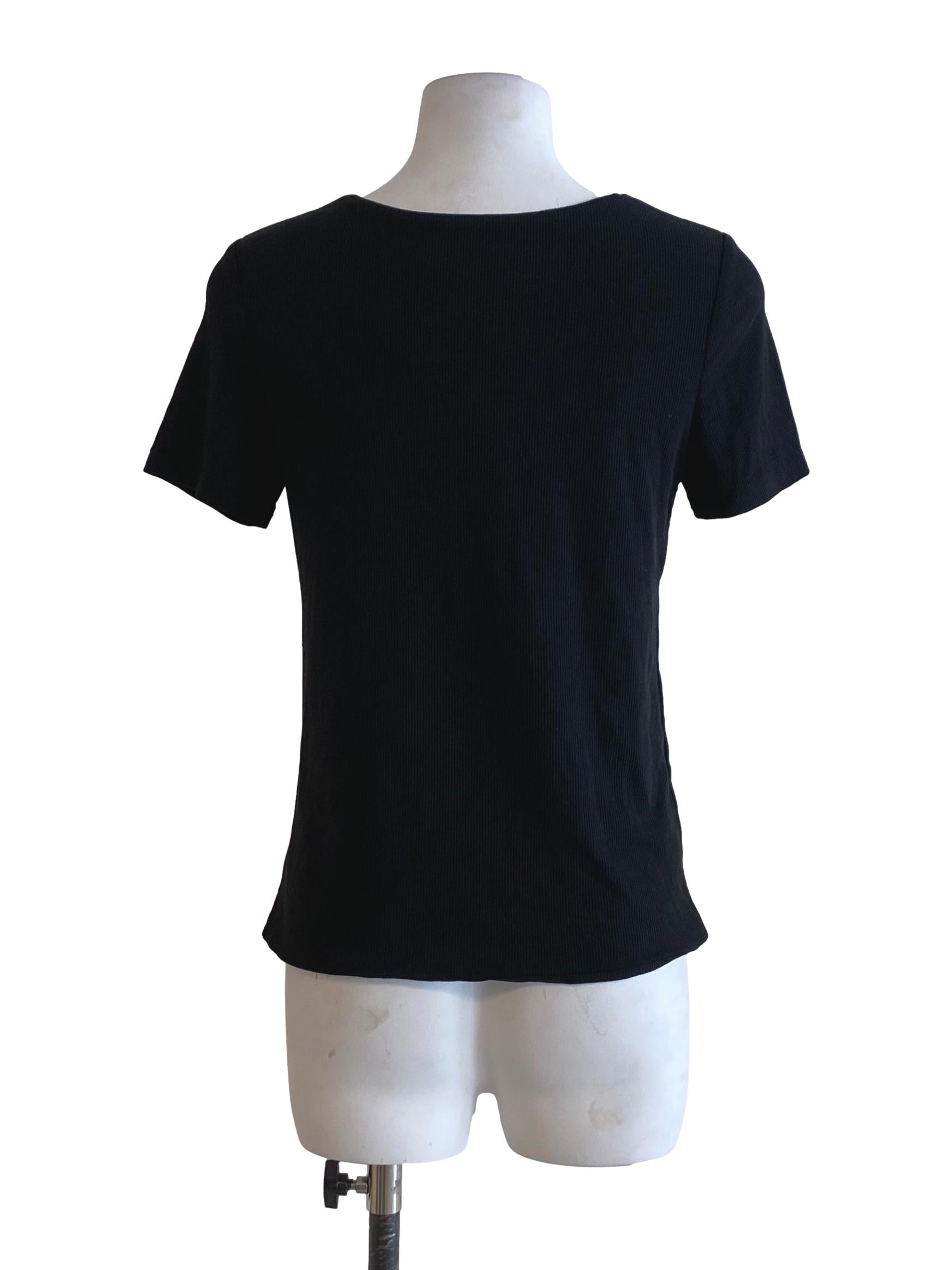 Pitch Black Lines Pattern Basic Top