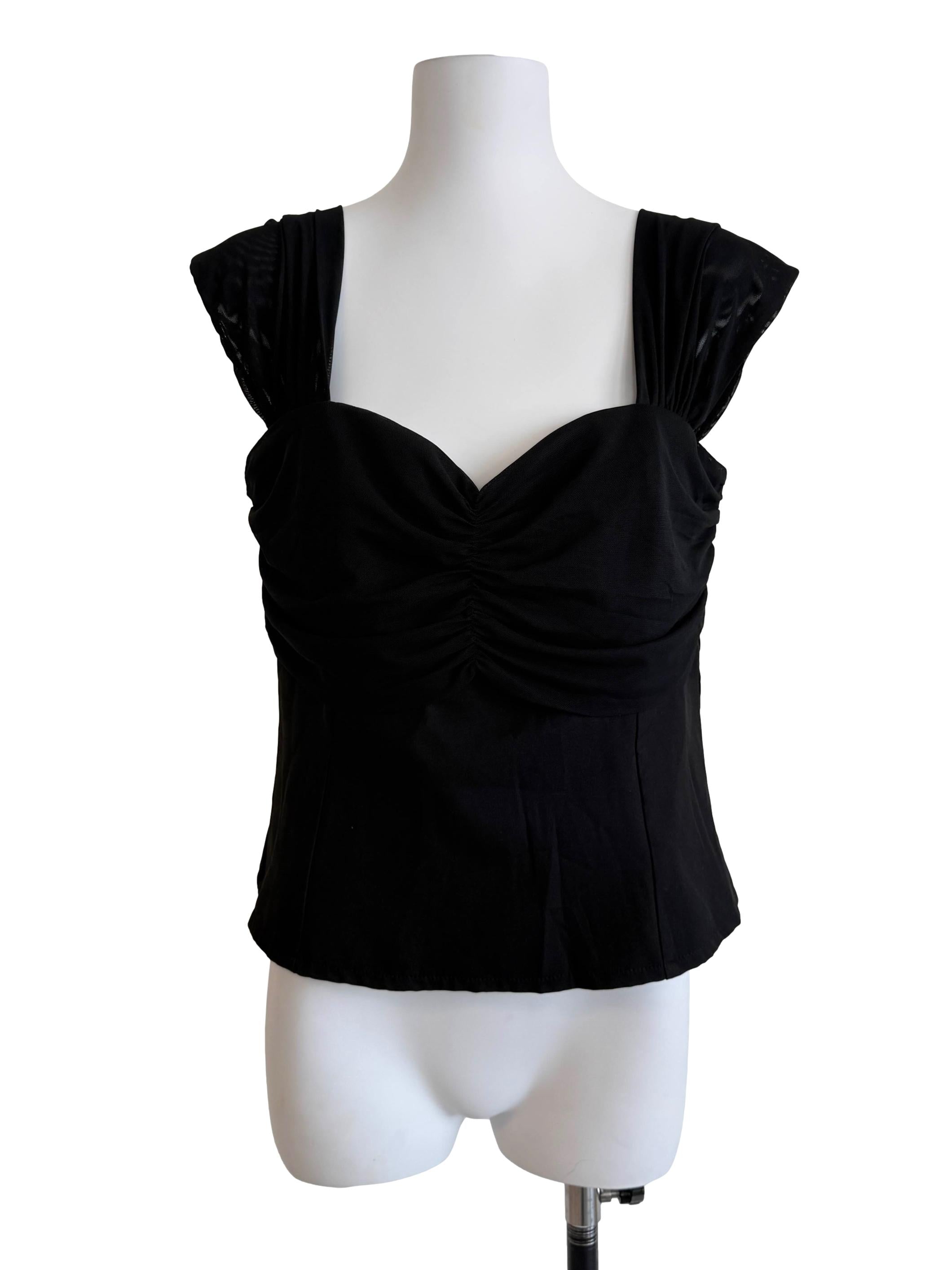 Black Sweetheart Neck Top