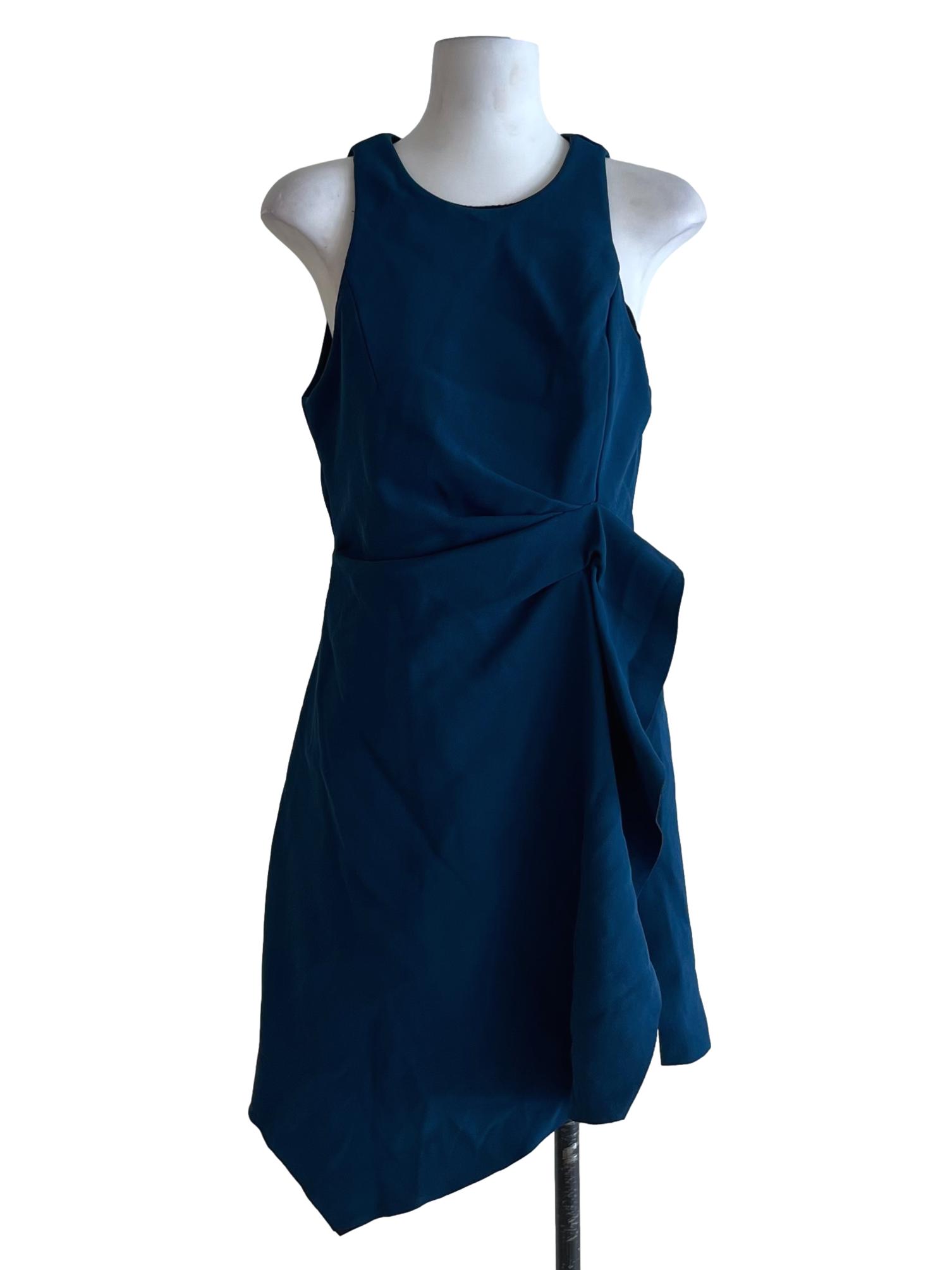 Aegean Blue Jewel Neckline A-Line Dress