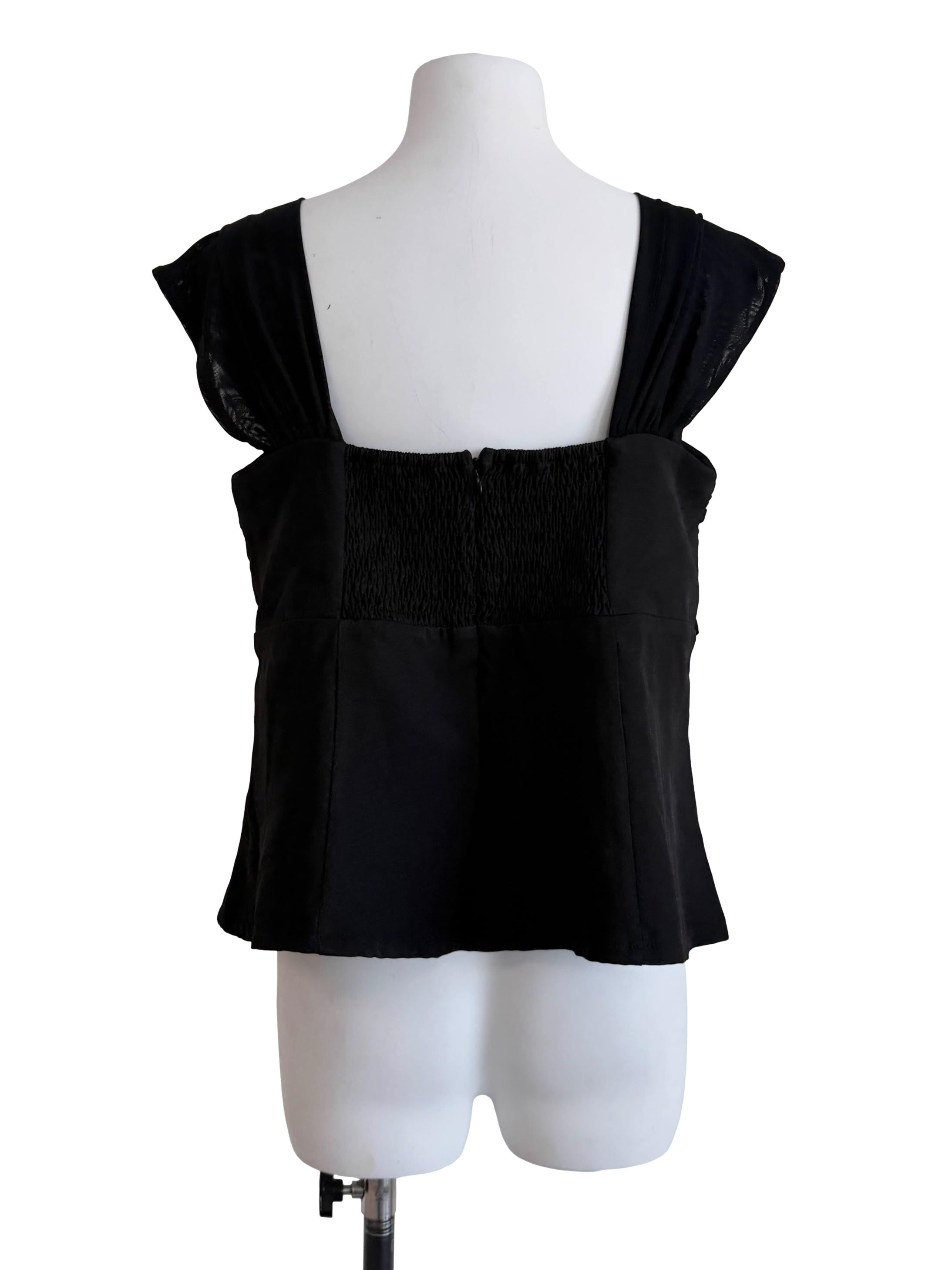 Black Sweetheart Neck Top