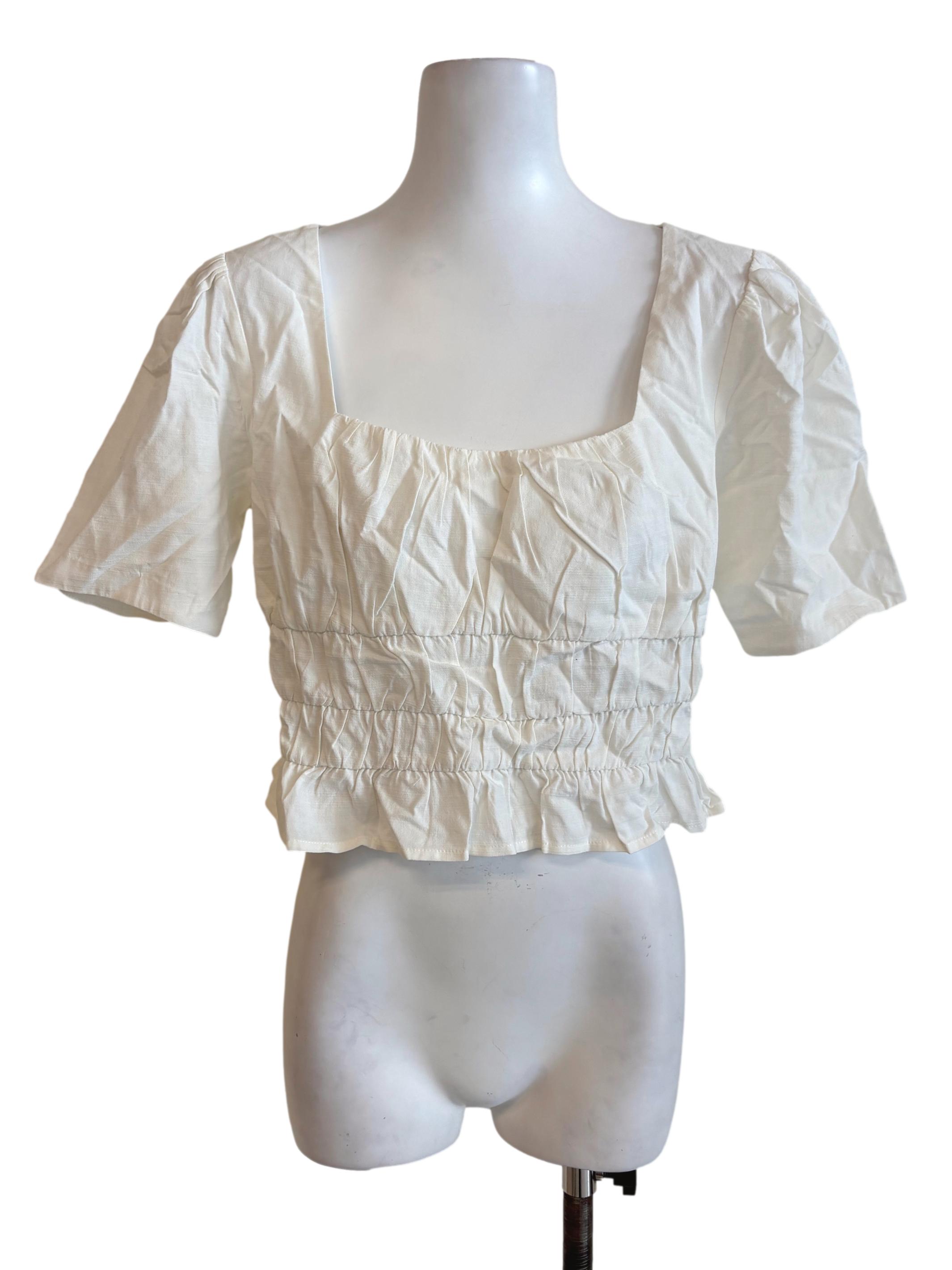 White Square Neck Smock Top LB